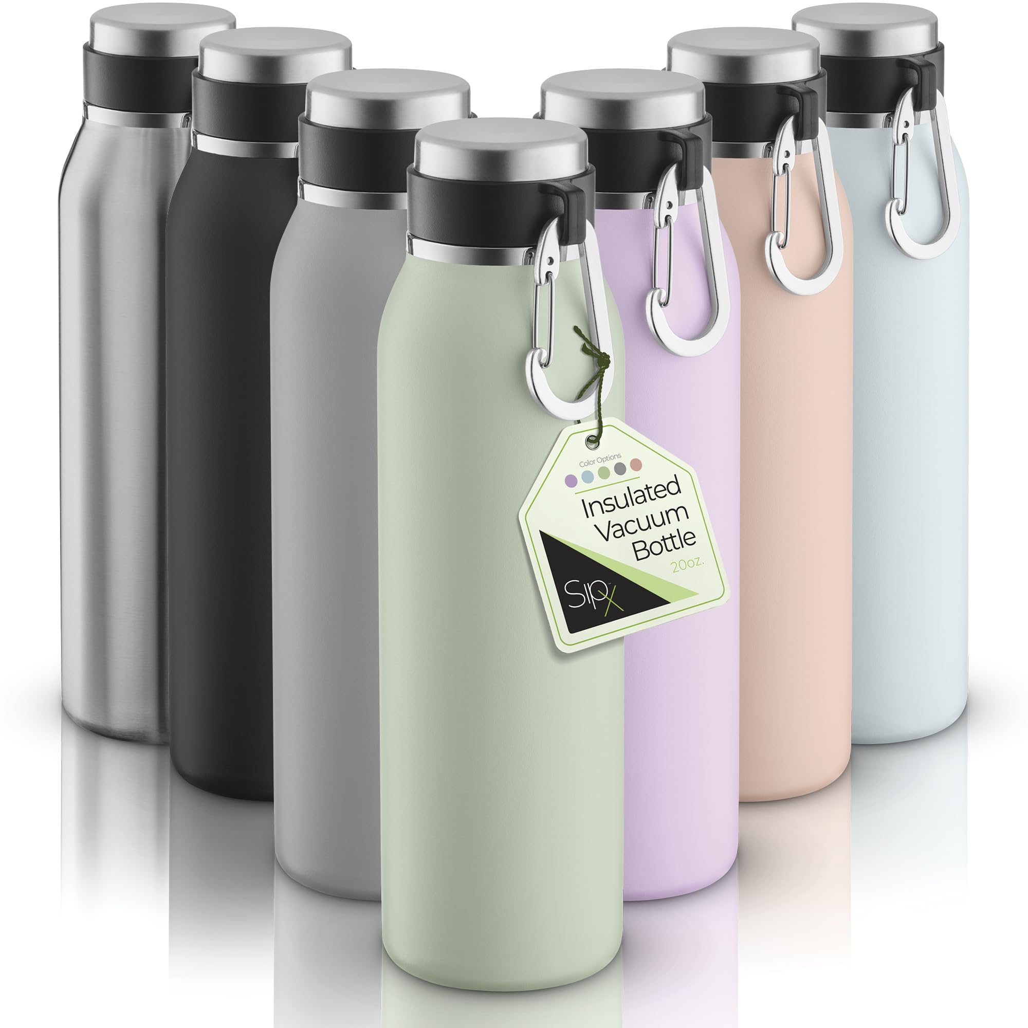 SIPX 20 oz Stainless Steel Insulated Water Bottle with Leakproof Lid & Carry Hook - Triple Insulated - Cold 24 Hours/Hot 12 Hour
