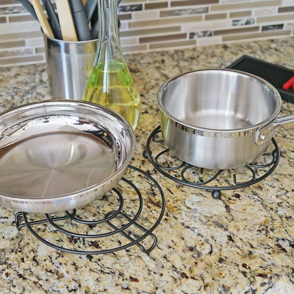 Southern Homewares Metal Pot Mat Hot Cookware Trivet Holder Stand Durable Stylish Designs For Counter-Tops Tables, Set Of 2