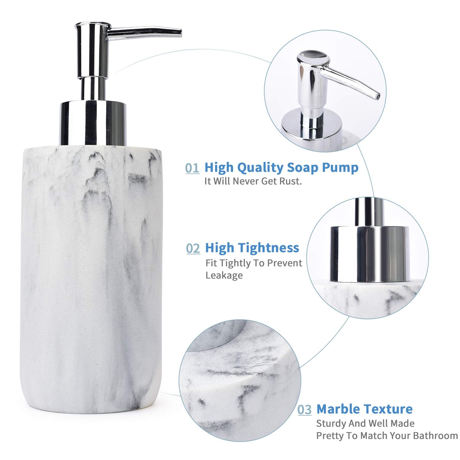 L'Arl Gmvoi Bathroom Accessories Set,4 Pieces Marble Bathroom Vanity Countertop Accessory Set With Bathroom Toothbrush Holder Se