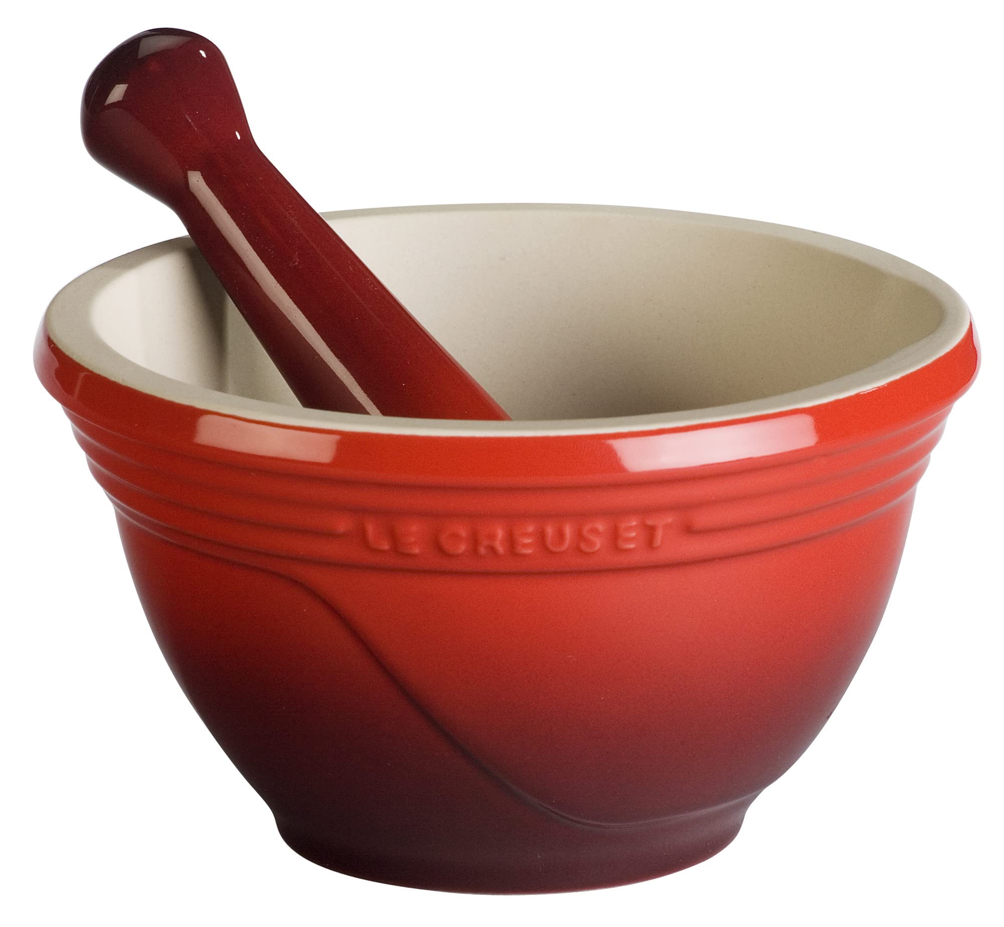 Le Creuset Stoneware Mortar And Pestle Set, 10 Oz., Cerise
