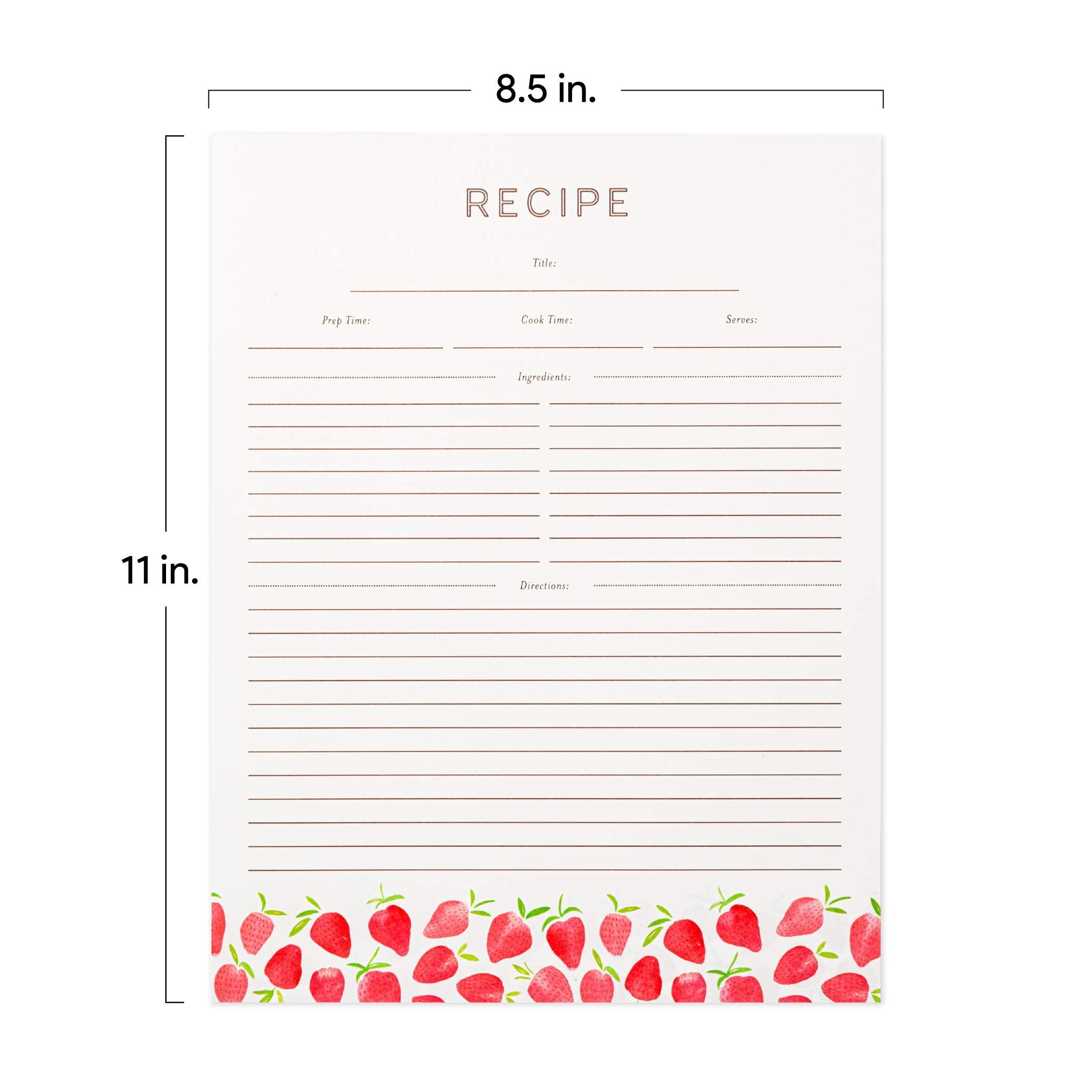 Recipe Binder Protective Sleeves and Printed Paper 8.5'' x 11'' Expansion Pack (Strawberry Wilds)