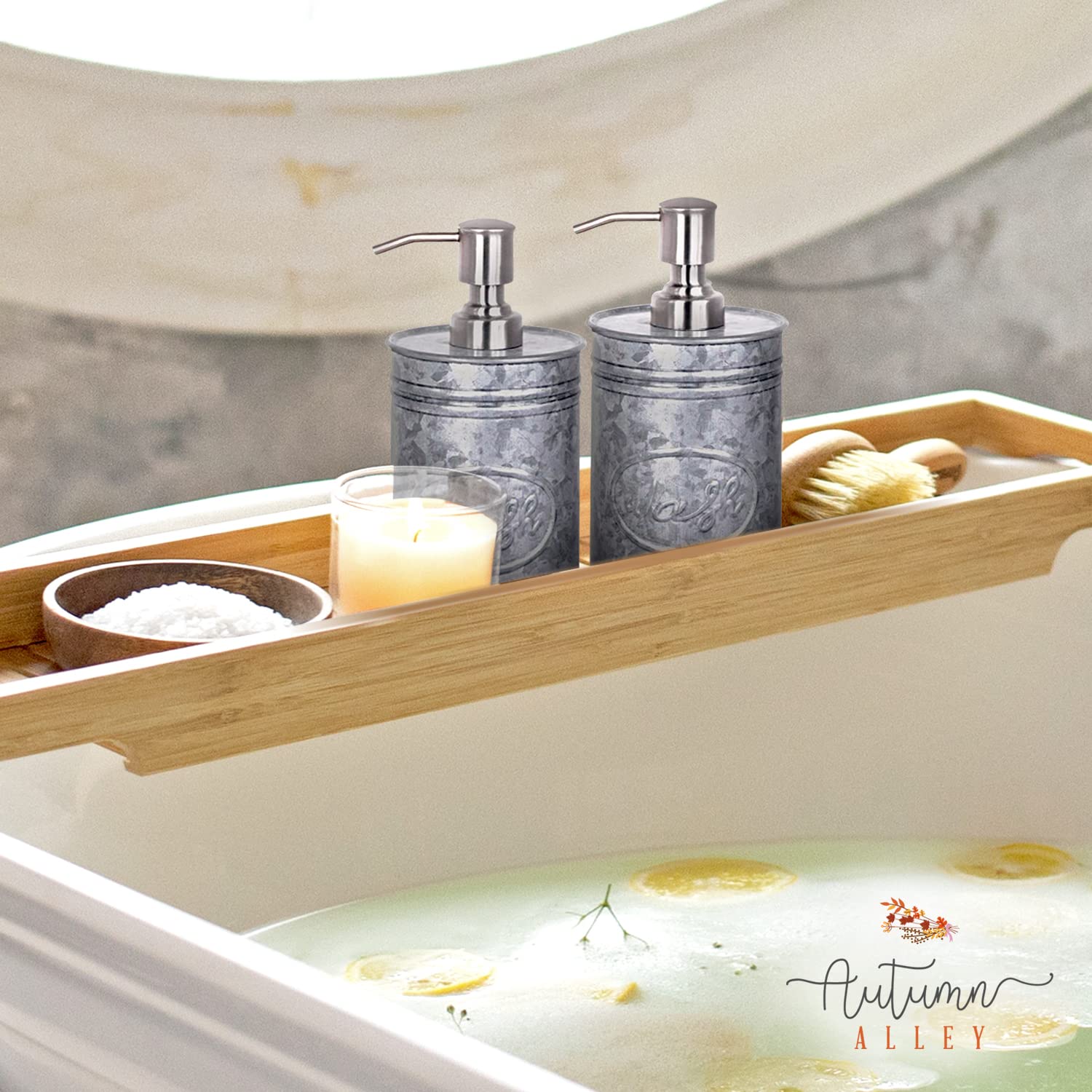 Autumn Alley Galvanized Farmhouse Soap Dispenser Kitchen - Rustic Soap Dispenser For Bathroom - Stainless Steel Pump For Hand Wa