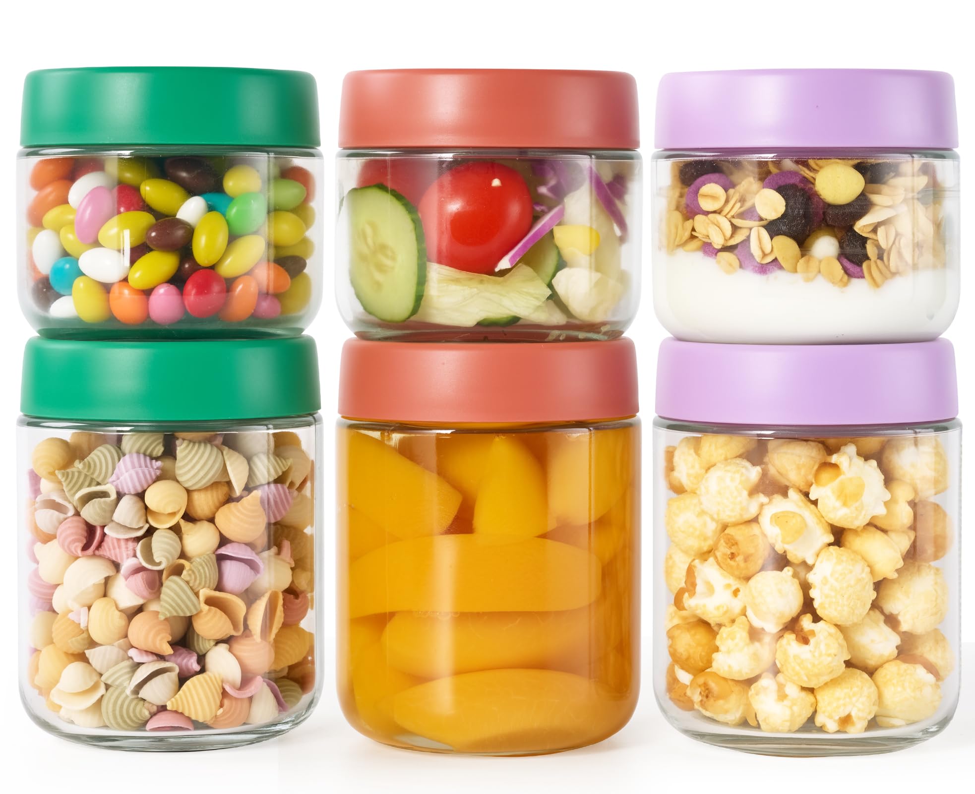 Hoa Kinh Overnight Oats Jars with Lids, 9oz & 16oz Leak Proof Small Jars for Overnight Oats, Cereal, Clear Empty Glass Jar with 