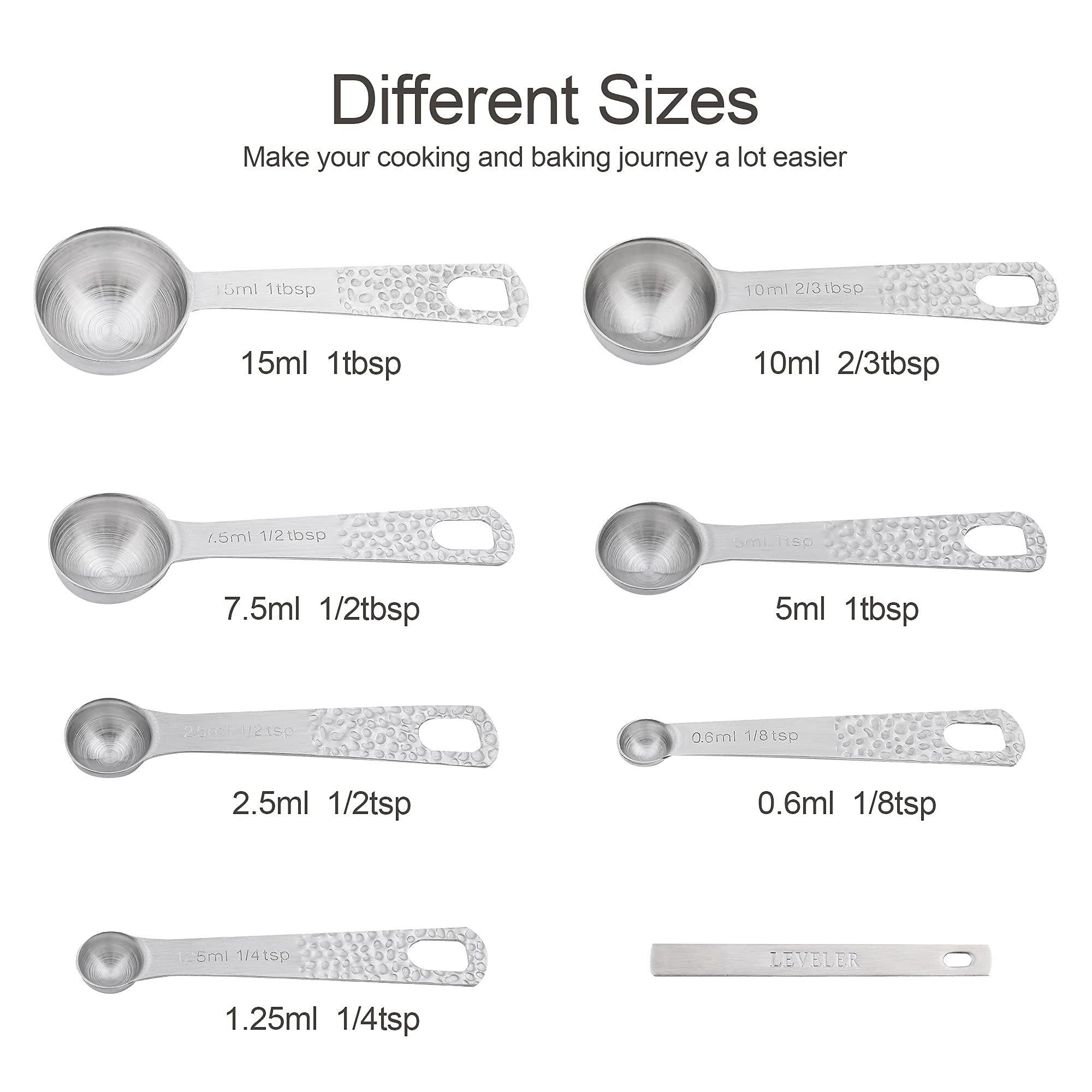 Measuring Cups And Spoons Set, 18/8 Stainless Steel Measuring Cups And Spoons Set Of 16Pcs, Metal Measuring Cup And Measuring Sp