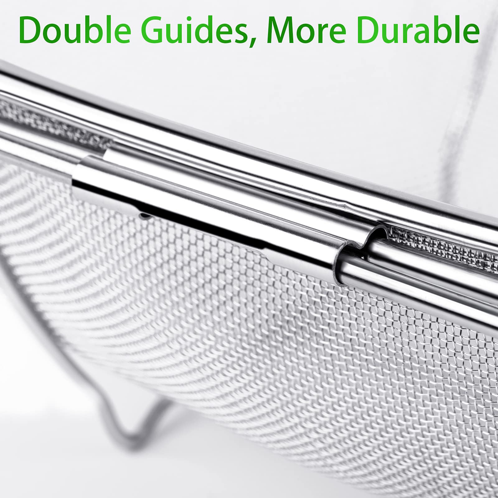 6-Quart Large Over The Sink Colander, 18/8 Stainless Steel Fine Mesh Strainer Basket With Expandable Rubber Grip Handles - Strai