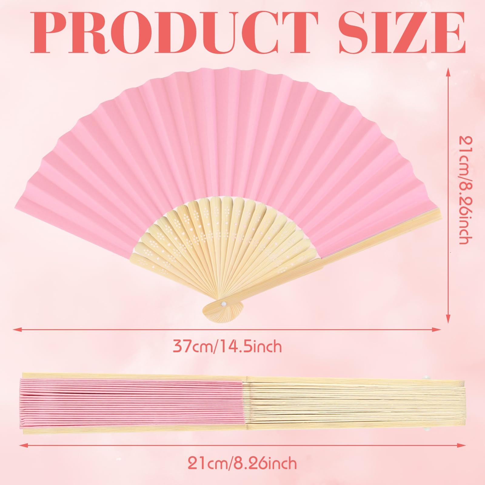 BOUBONI 12 Pieces Hand Held Bamboo Folding Fans Paper Fans Handheld for Women Foldable Girls Wedding Decoration Church Home Part