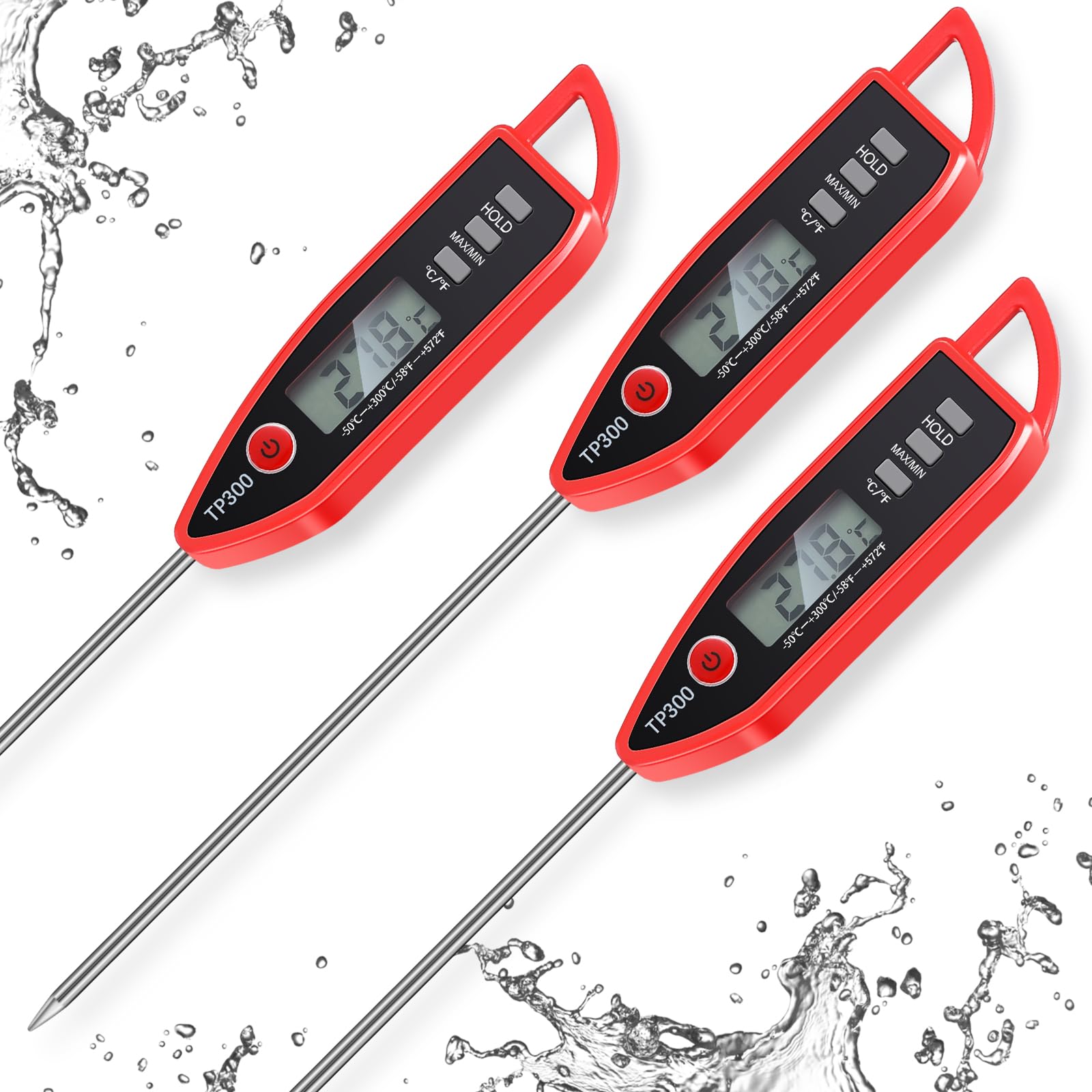 Copkim Instant Read Meat Thermometer with Long Probe 9.65 Inch Kitchen Cooking Food Candy Waterproof Digital Thermometer for BBQ