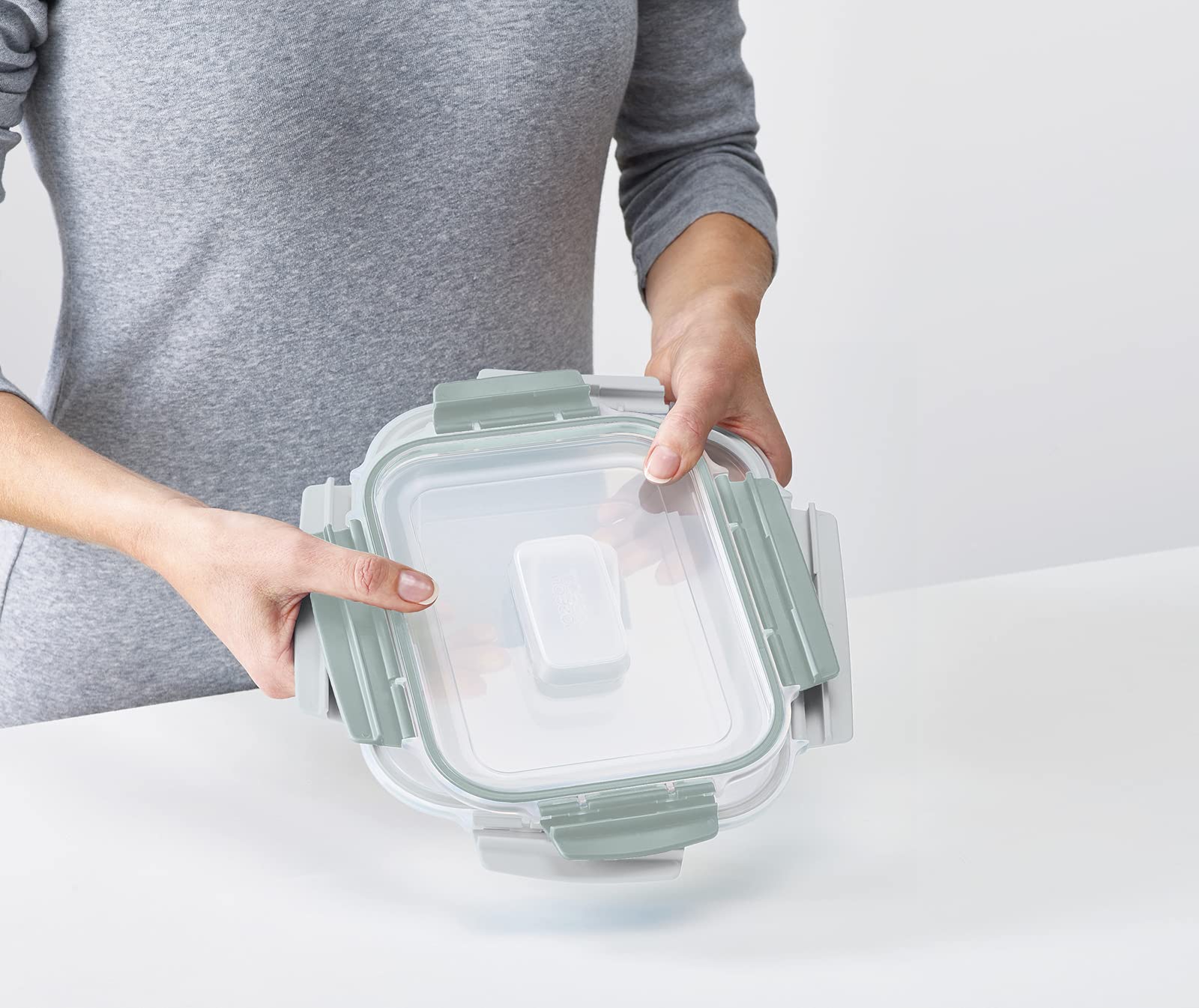 Joseph Joseph Nest Lock  5 Piece Plastic Food Storage Container set with lids  Leak Proof  Airtight  Space Saving  Kitchen Storage - Sage Green