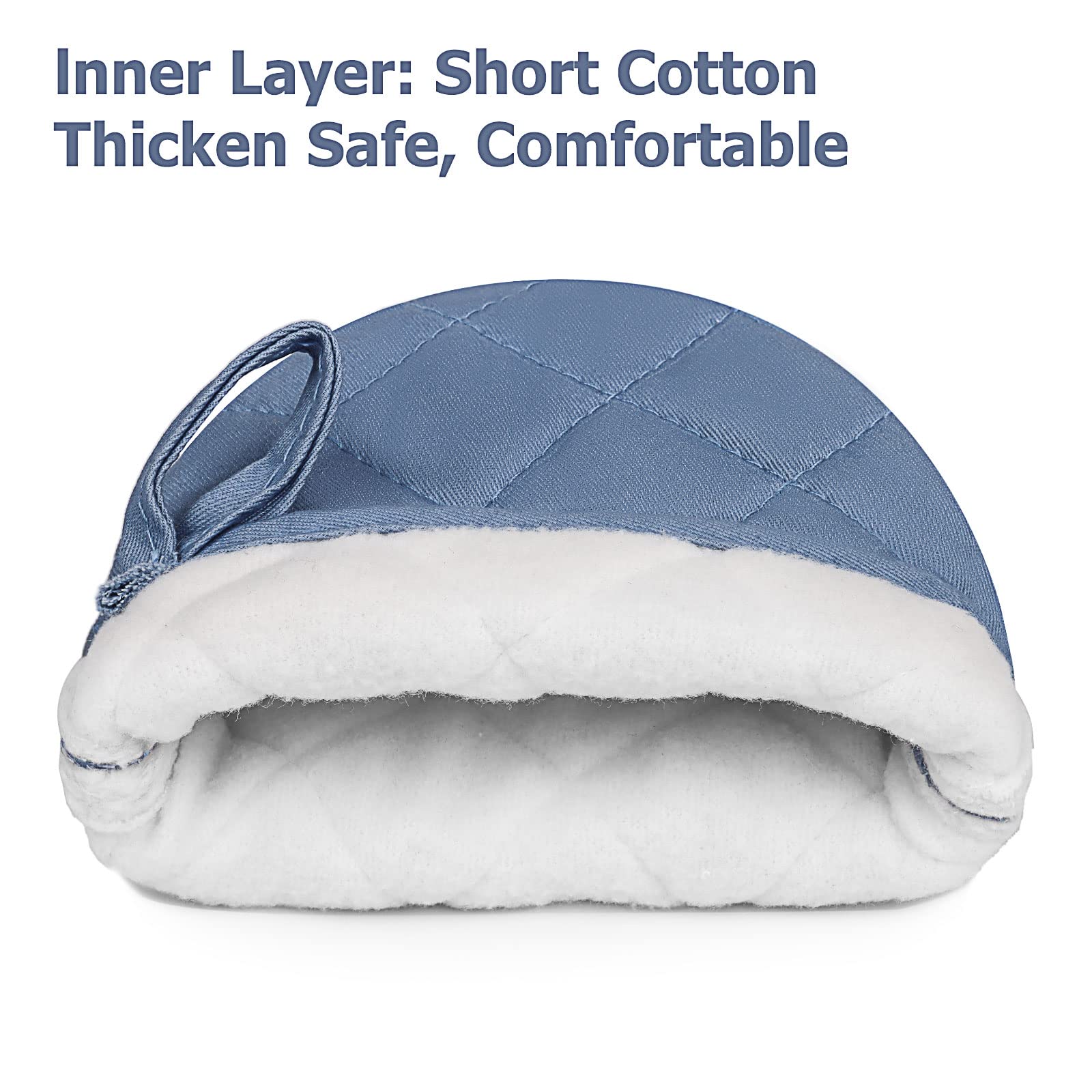 1 Pair Short Oven Mitts, Heat Resistant Silicone Kitchen Mini Oven Mitts For 500 Degrees, Non-Slip Grip Surfaces And Hanging Loo