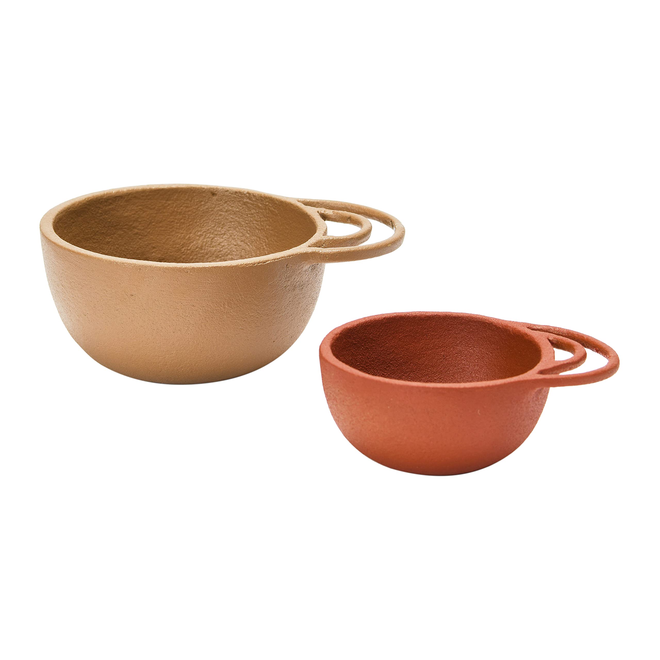Bloomingville Decorative Textured Metal Handles, 2 Colors, Set Of 2 Bowls, 5'' L X 4'' W X 2'' H, Multicolor