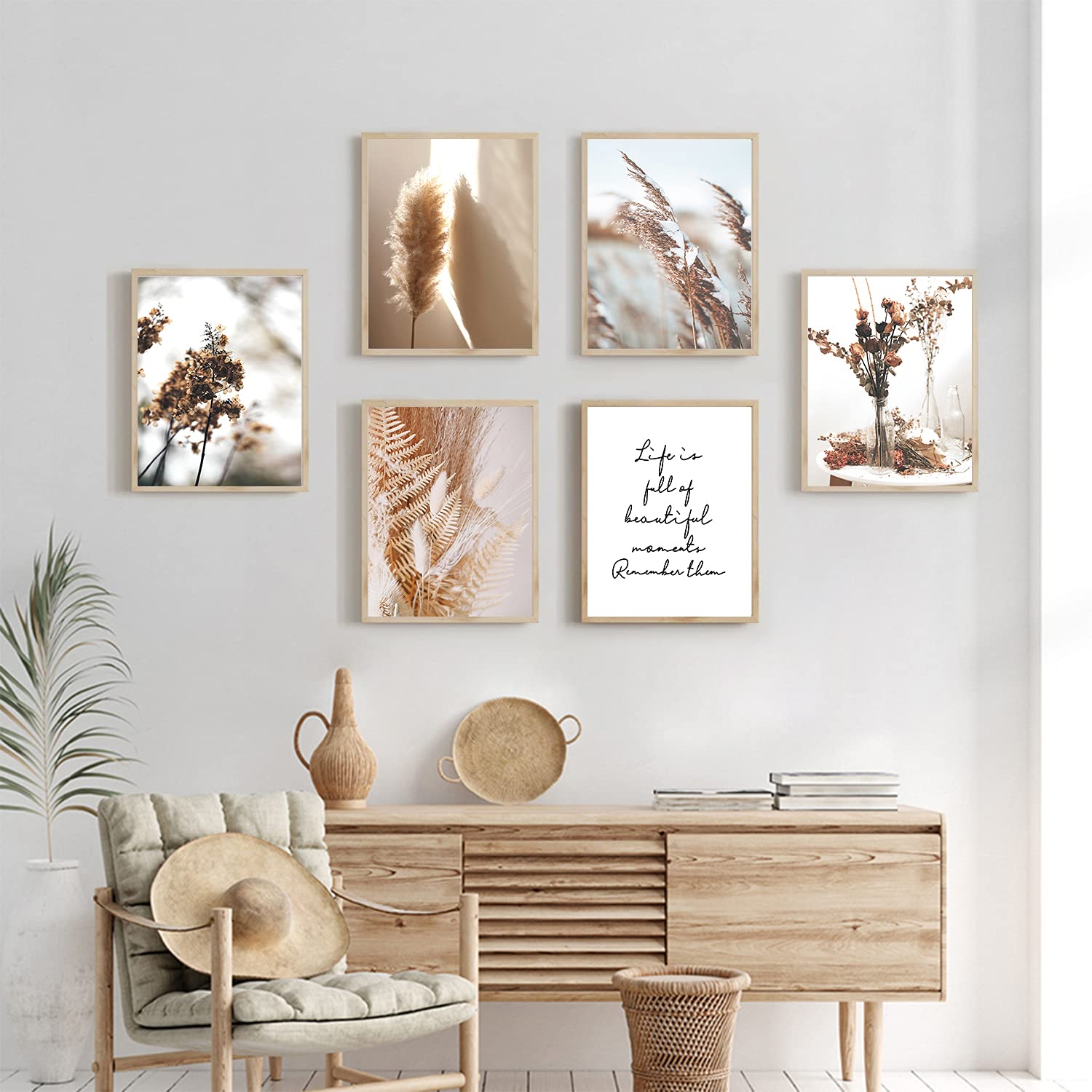 Hoozgee Botanical Wall Art Prints Set Of 6 Canvas Art Wall Decor Print Nature Pictures Reed Dried Flower Plant Wall Poster Print