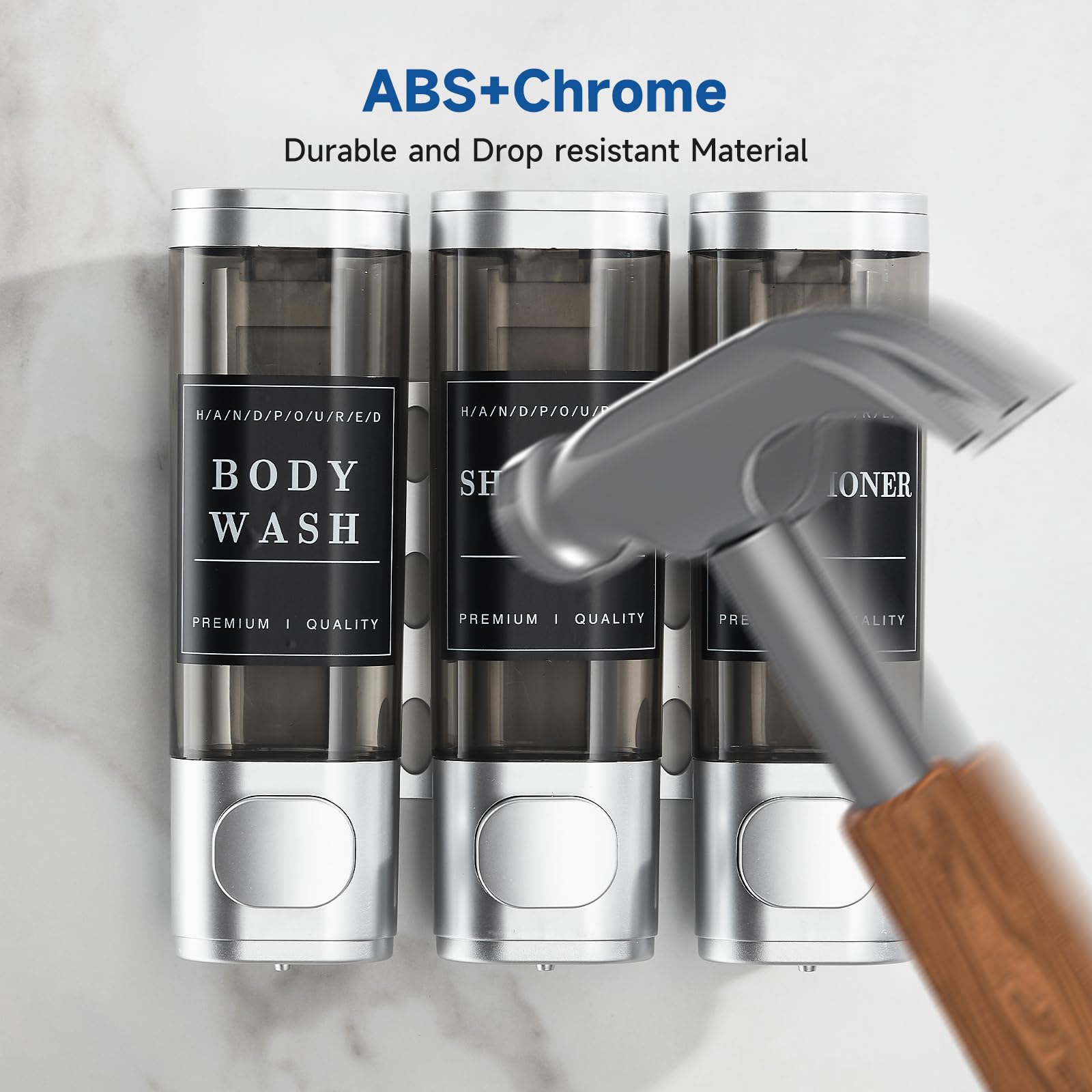 Shampoo And Conditioner Dispenser,Shower Dispenser 3 Chamber No Drill Wall-Mounted Shampoo Dispenser For Shower Wall Mounted Bod