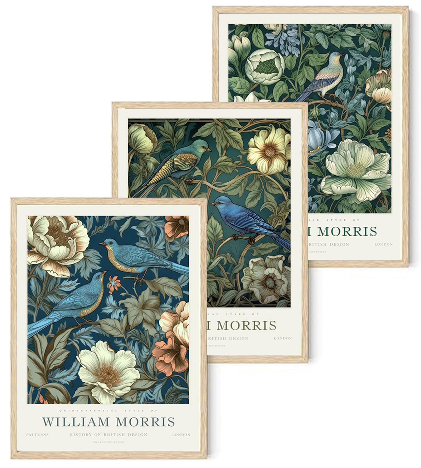 Djmwtb William Morris Wall Art Vintage Poster Prints Set Of 3 Botanical Bird Aesthetic Pictures Gallery Artwork Canvas Painting