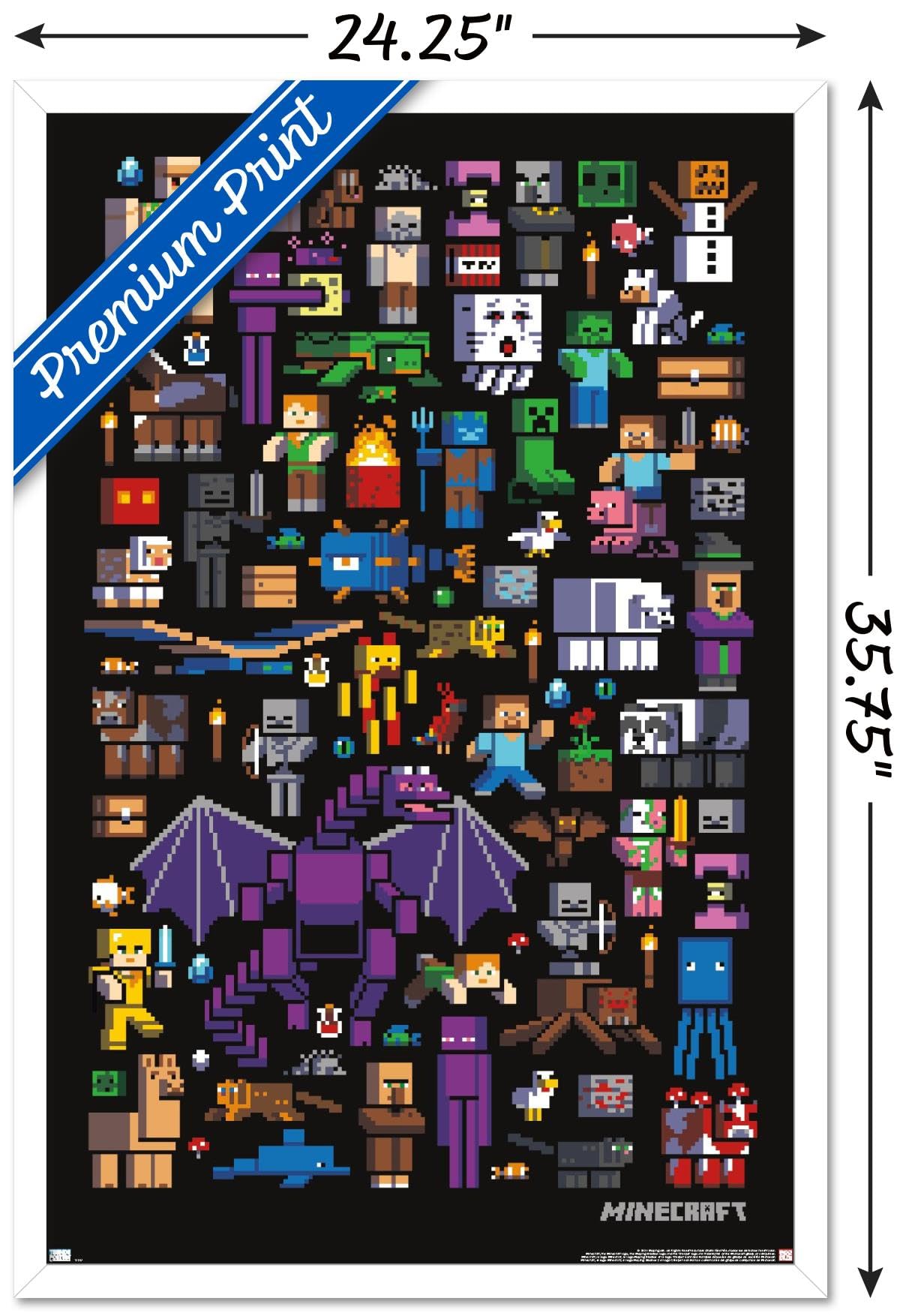 Trends International Minecraft - Mobbery Wall Poster, 22.375'' X 34'', White Framed Version