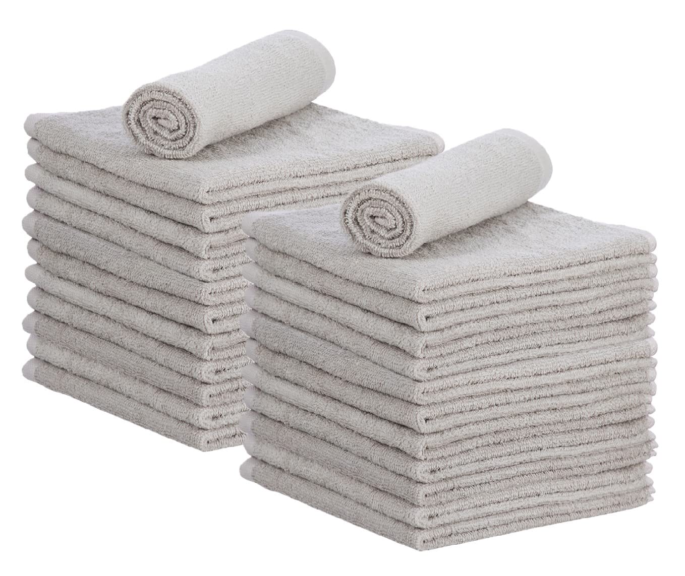 Superio Cotton Terry Washcloths Grey Towels 100% Cotton Cleaning Cloth 16 Rags Wash Clothes for Body and Face, Spa Towels, Multi