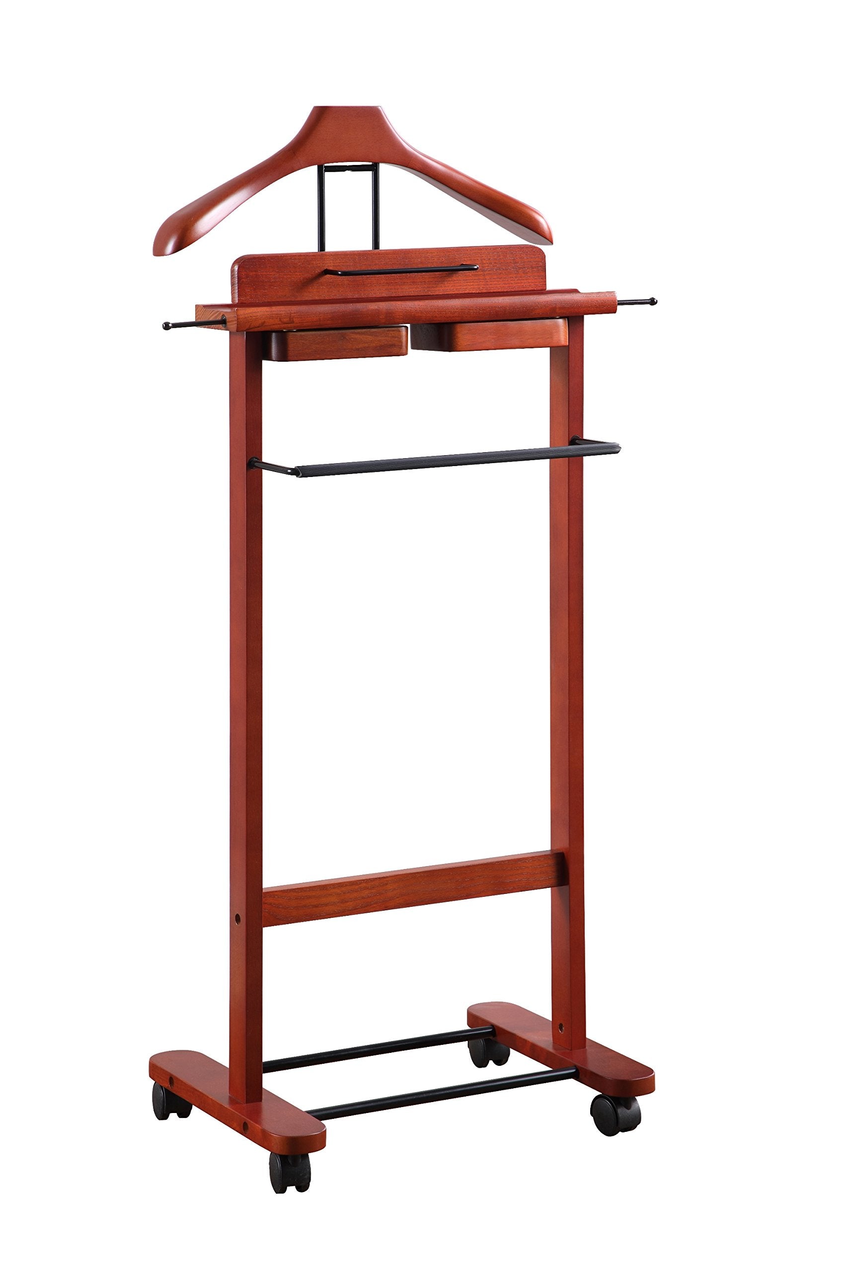 Proman Products Deluxe Suit Valet Stand Vl16204 With Top Tray, Slide Out Tray, Contour Hanger, Trouser Bar, Tie & Belt Hooks And