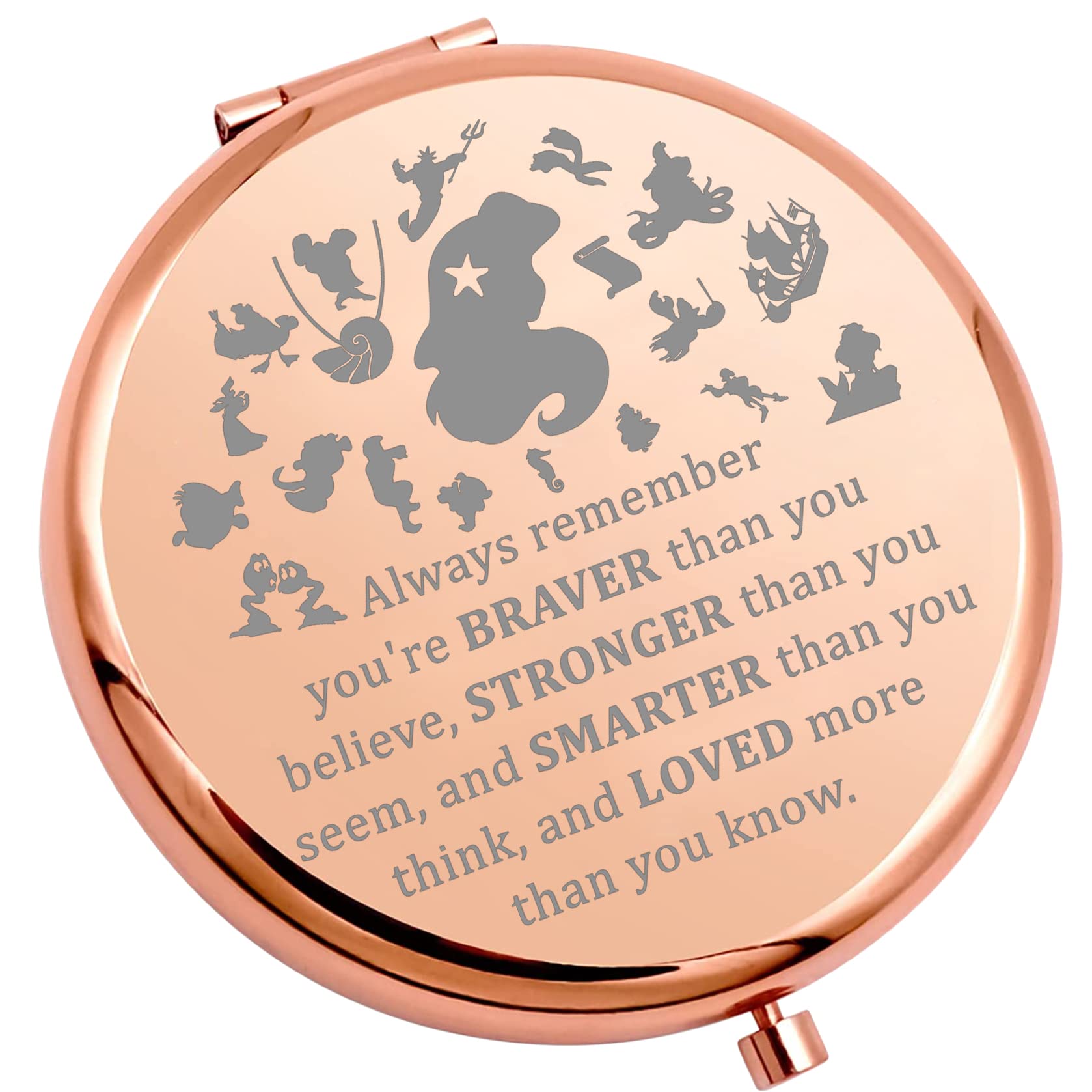 Wsnang Mermaid Makeup Mirror Princess Fans Gift You Are Braver Stronger Smarter Than You Think Travel Compact Pocket Makeup Mirr