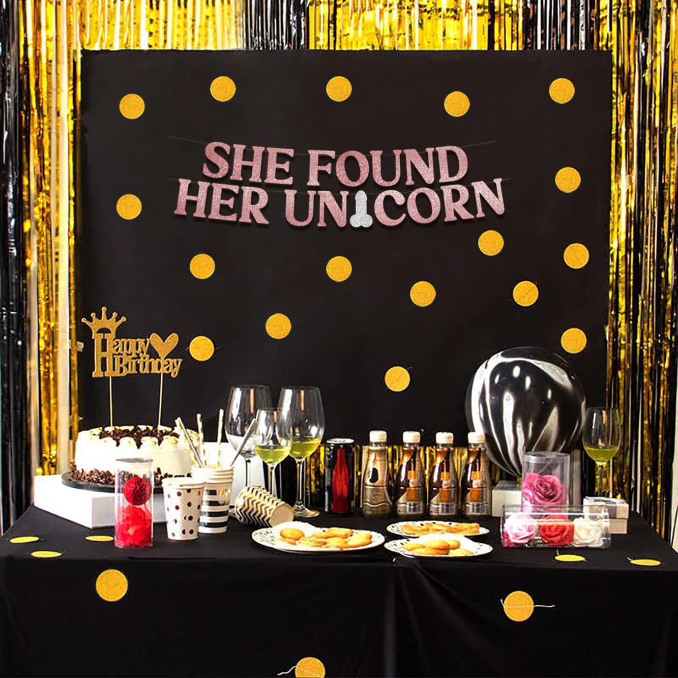 Funny Bachelorette Party Rose Gold Glitter Banner - Bachelorette Party Decorations, Favors And Supplies