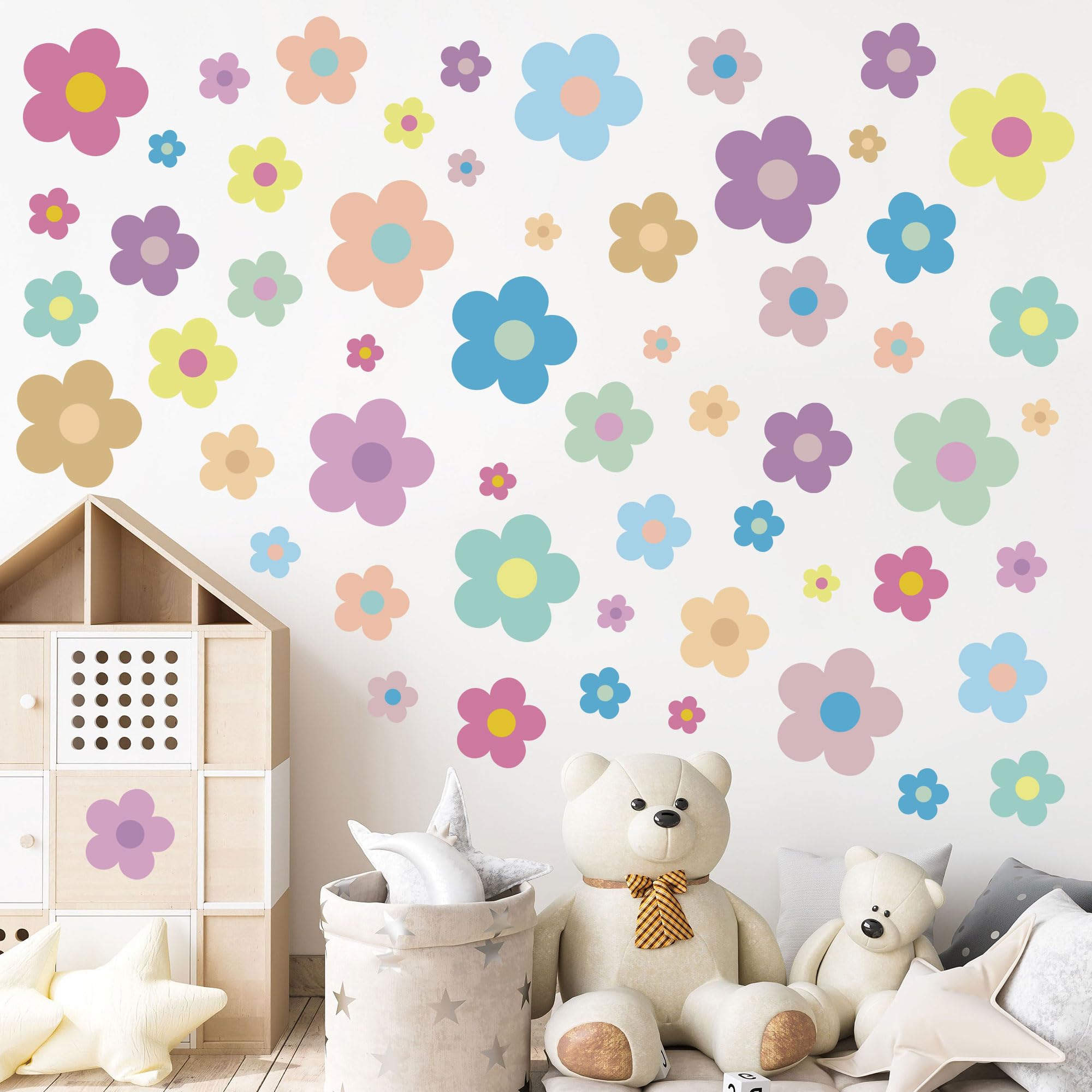 12 Sheets Flower Wall Decals Cute Colorful Floral Wall Stickers Vinyl Peel And Stick Wall Decals Y2K Preppy Hippie Stickers Aest