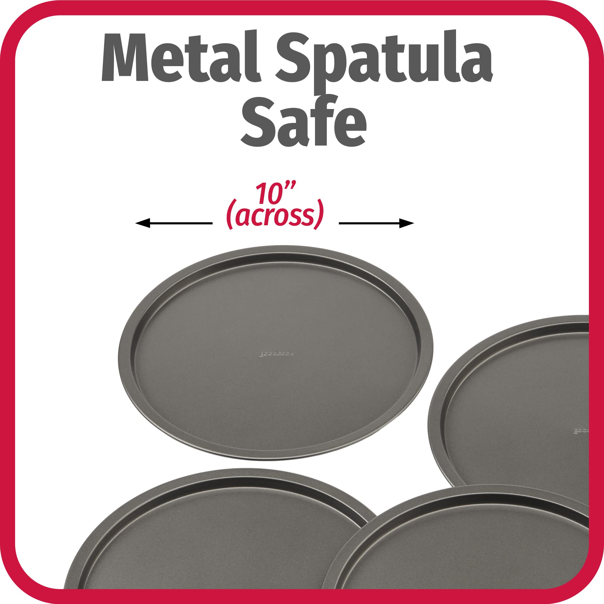 Goodcook Set Of 4 Nonstick Steel 10'' Personal Pizza Pans Set, Gray (4239)