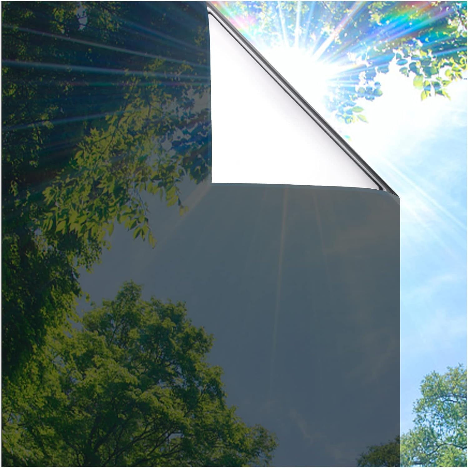 Coavas One Way Privacy Window Film, Daytime Window Film See Out Not in, Reflective Window Tint Heat Blocking, Static Cling for H