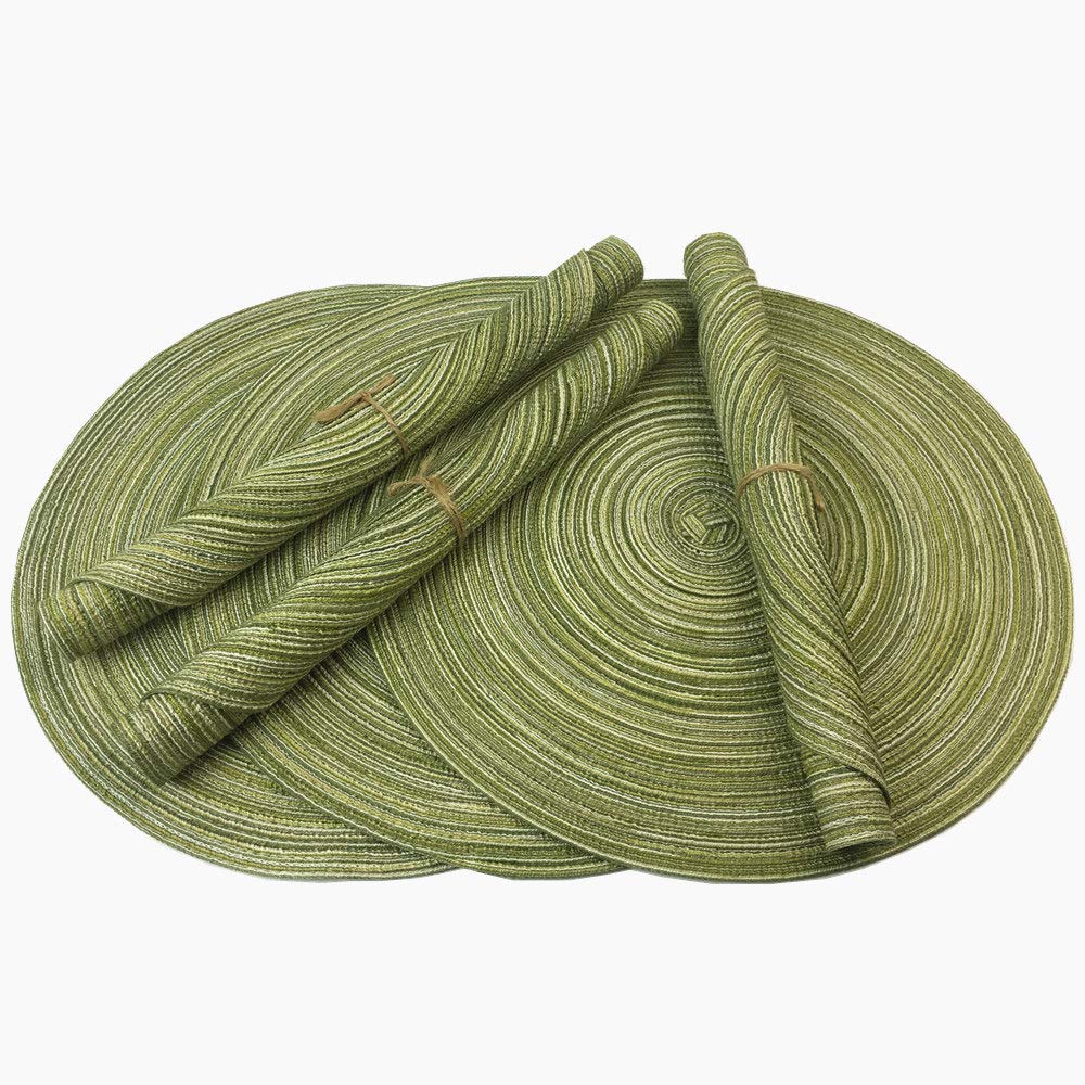Red-A,Placemats,Round Placemats For Dining Table Set Of 6 Woven Heat Resistant Non-Slip Kitchen Table Mats Diameter 14 Inch(Gree