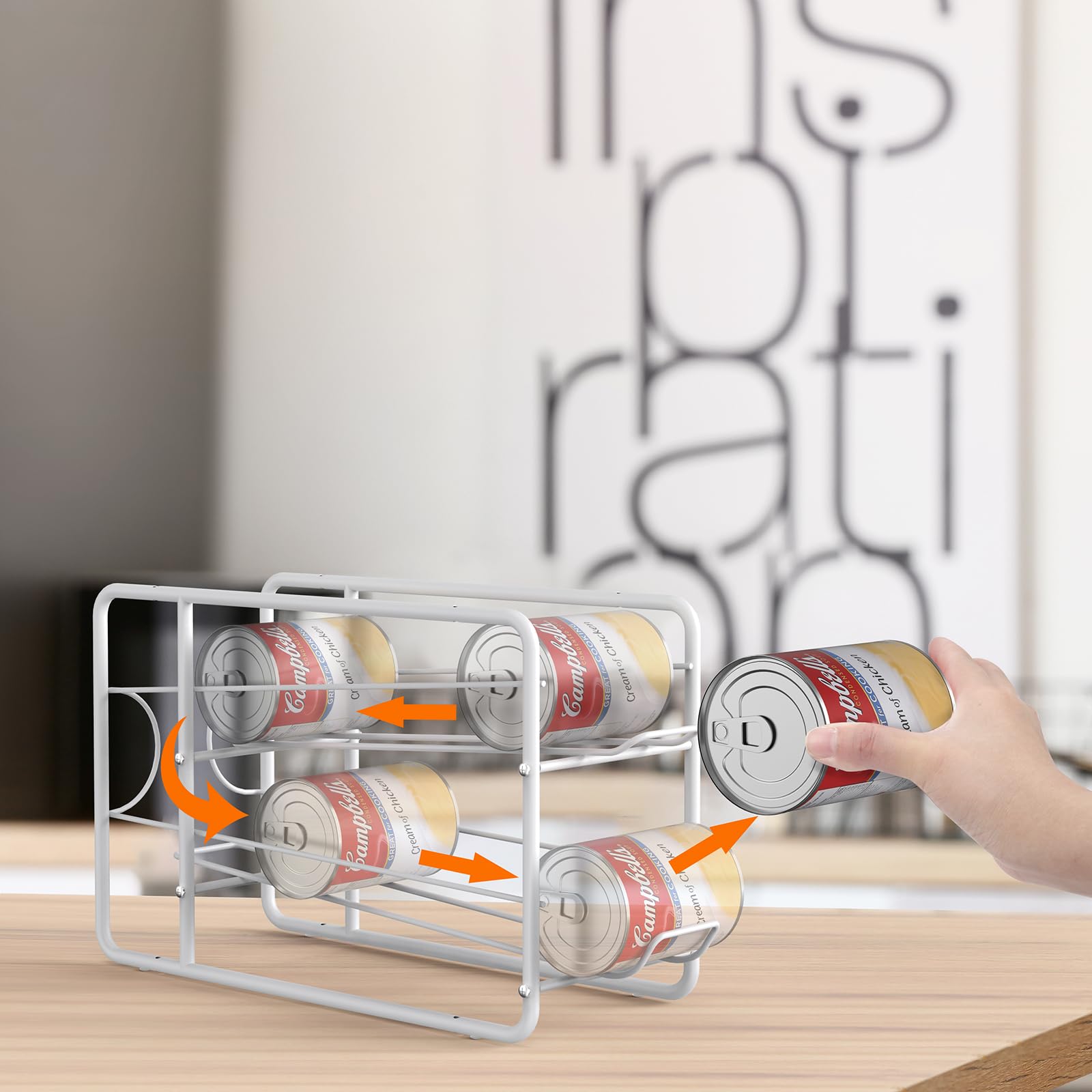 Mooace 4 Pack Can Dispenser Rack, Stackable Can Storage Organizer Holder For Canned Food Kitchen Cabinet Pantry Countertop, Whit