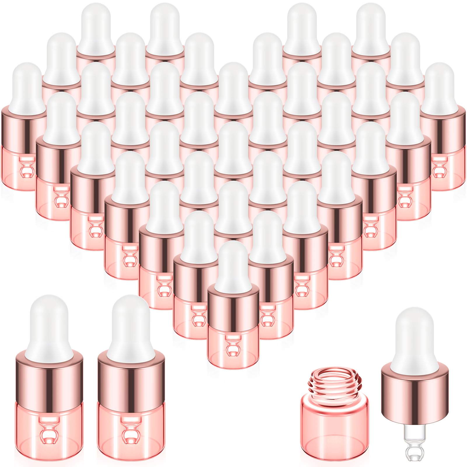 Didaey 100 Pcs Mini Glass Oil Dropper Bottle Bulk, Clear Essential Small Empty Bottles Sample Containers Perfume Liquid Vials wi