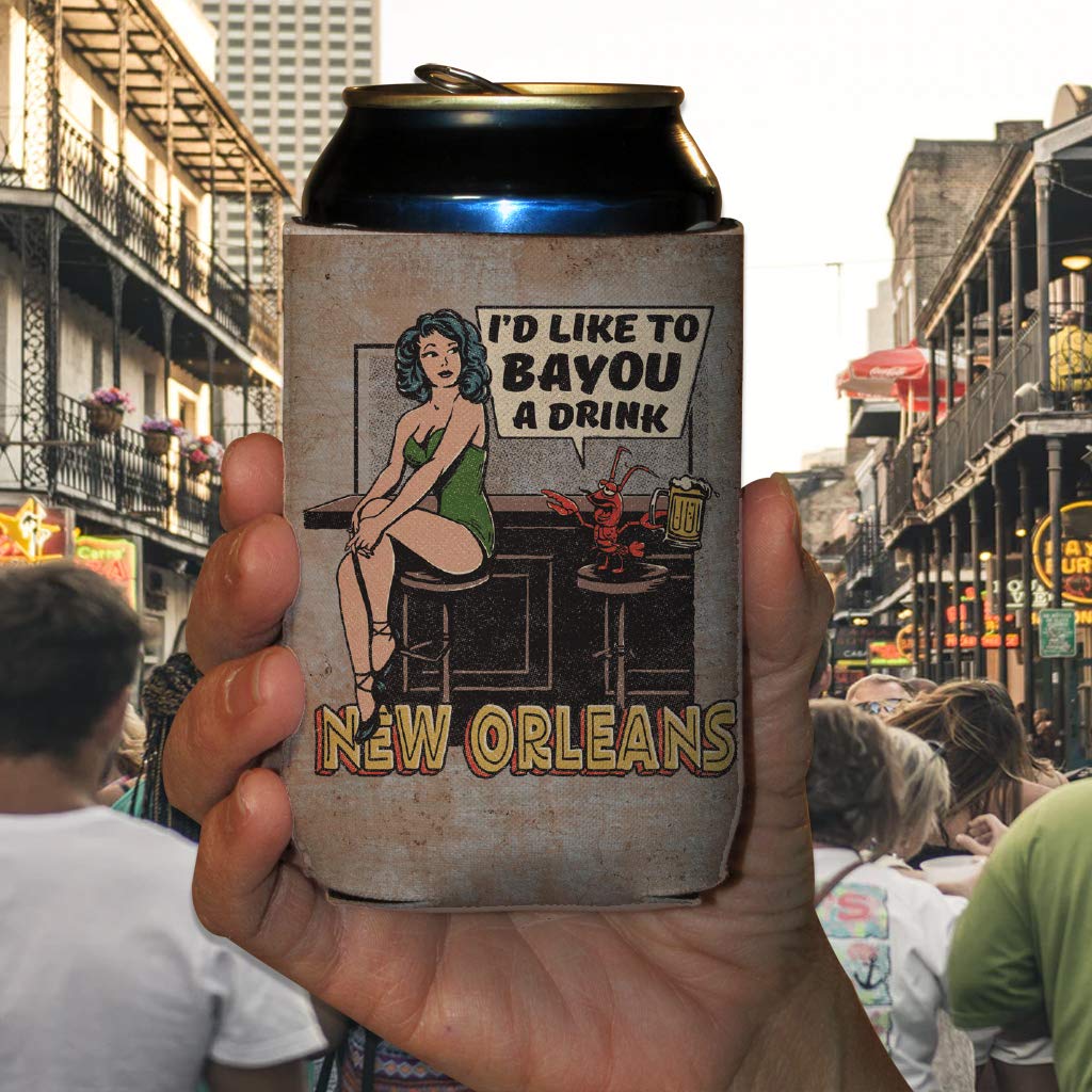 Custom Bachelor Can Coolers - New Orleans Bachelor Party Can Cooler - I'D Like To Bayou A Drink Can Cooler (12)