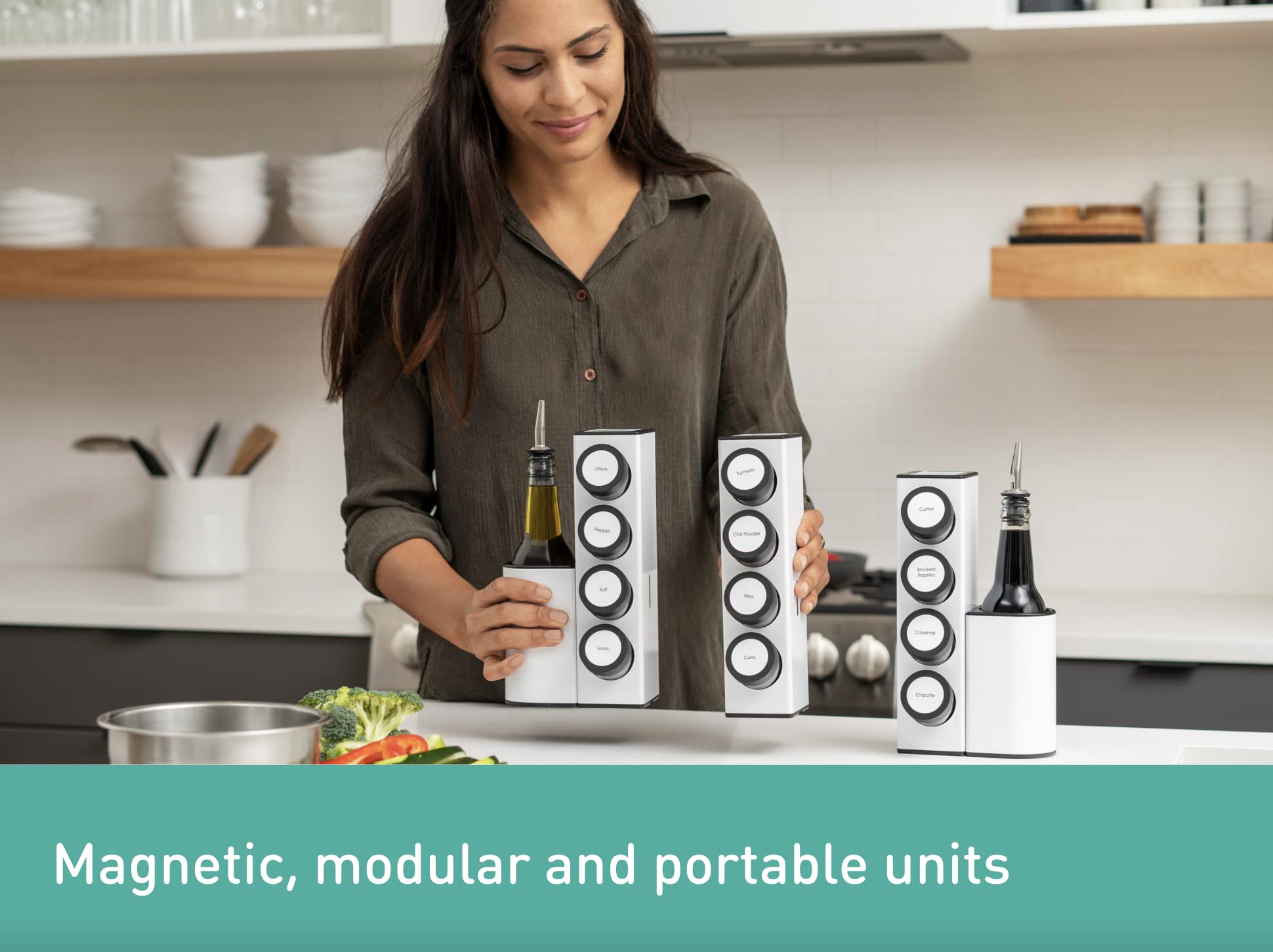 Prepdeck Chef Caddy Spice Rack - Seasoning & Oil Organizer - Spice Labels & Blank Labels, Kitchen Counter Organization and Stora