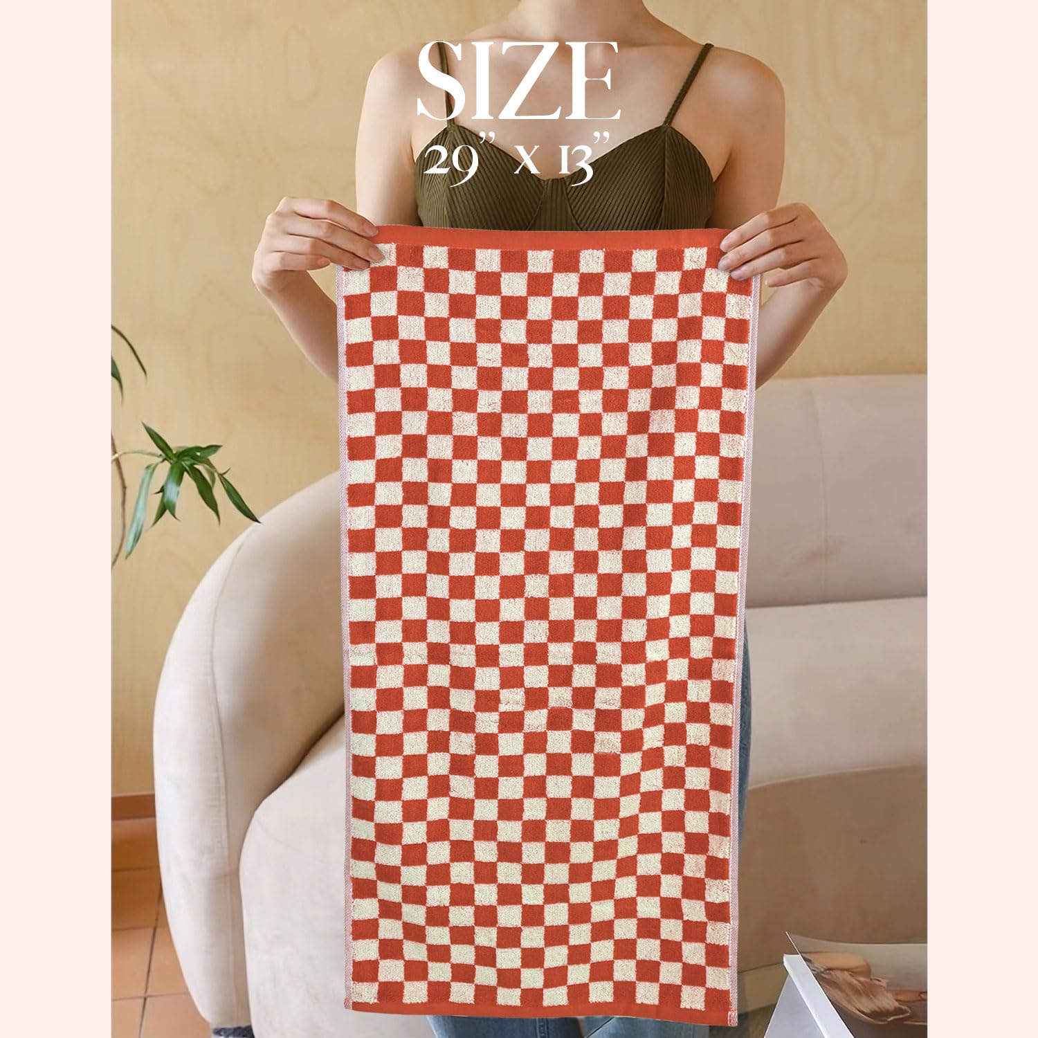 Jacquotha Checkered Hand Towels (13X29 Inches) - Kitchen Hand Towels Pack Of 4, Absorbent Cotton Towel For Bathroom Hand Face Gy