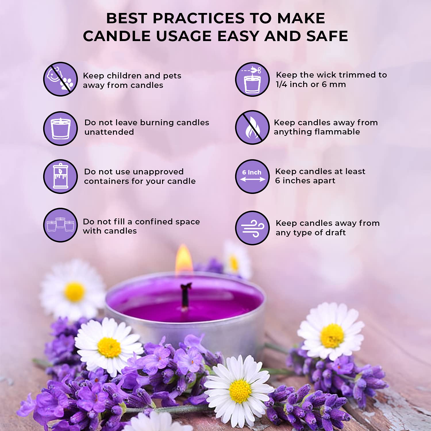 Palatial Lifestyles Glass Scented Candles For Home,Set Of 6,Scented Candles For Bedroom,Fragrance Candle,Aroma Candles (Ylang Yl