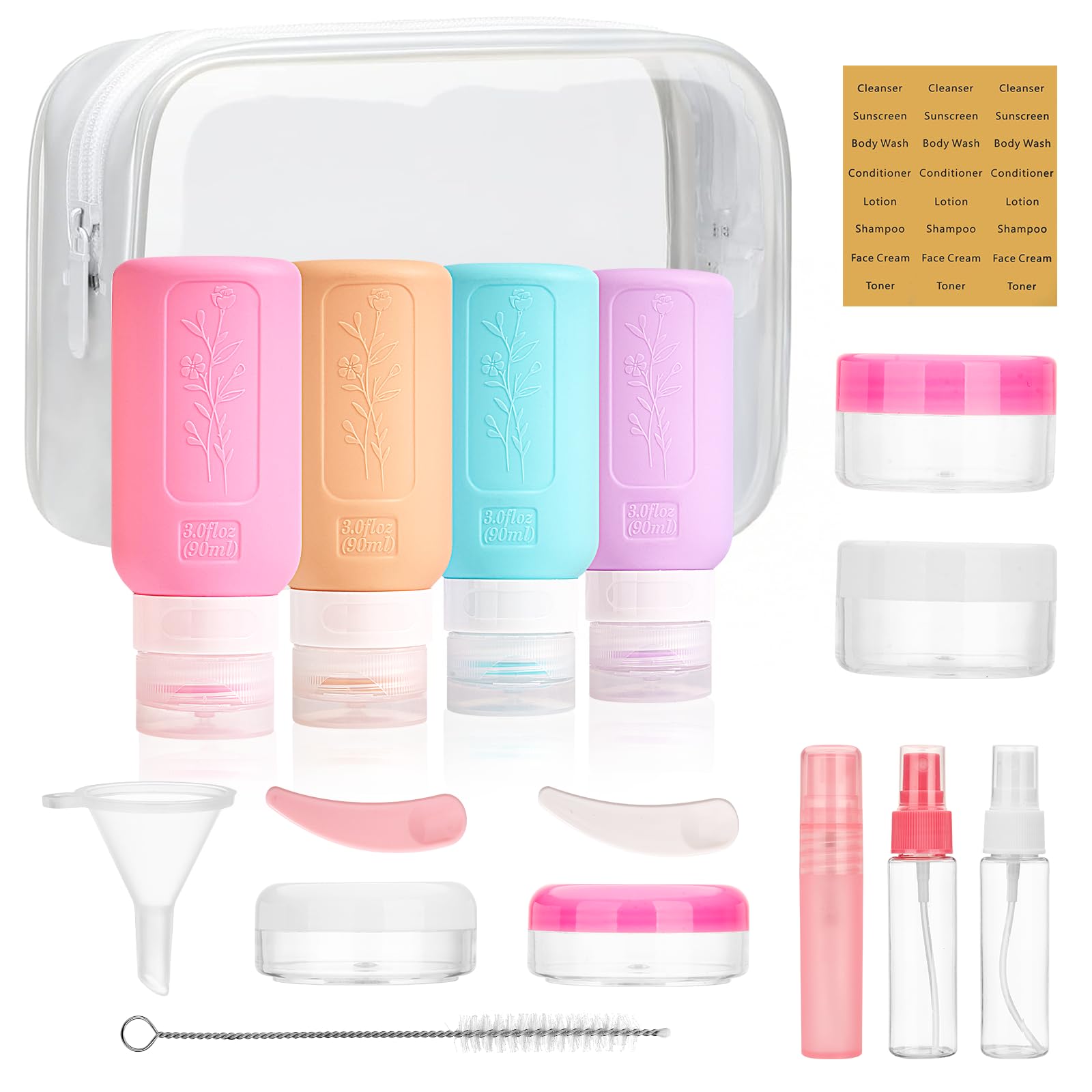 Yamyone Travel Bottles For Toiletries, Tsa Approved Travel Bottle 3Oz Shampoo Travel Container, Bpa Free Leak Proof Travel Tubs