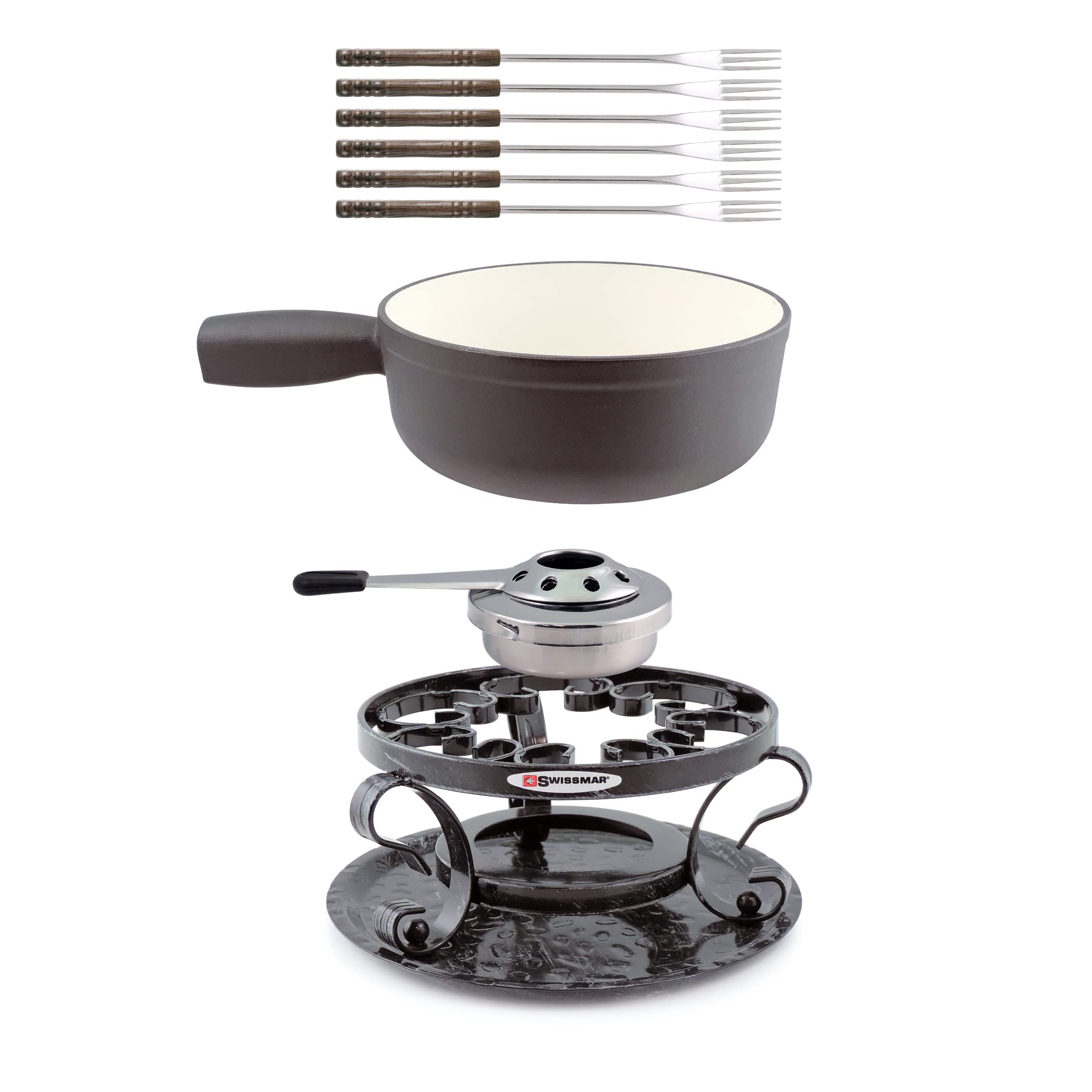 Swissmar Lugano Cheese Fondue  9-Piece  Black