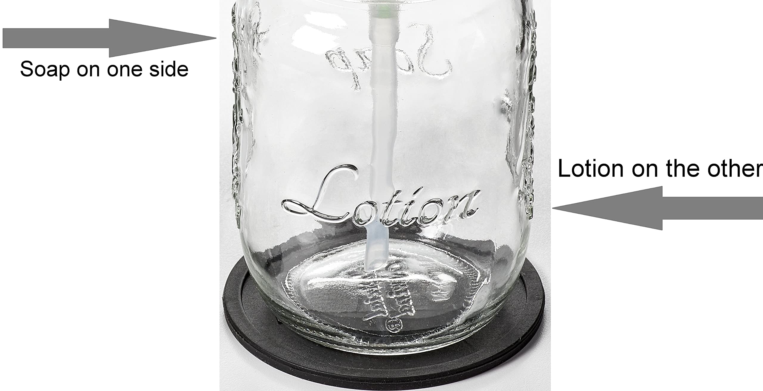 Mason Jar Soap And/Or Lotion Dispenser With Gloss Black Pump Dispenser And Non Slip Coaster For Hand Sanitizer, Liquid Soap Or H