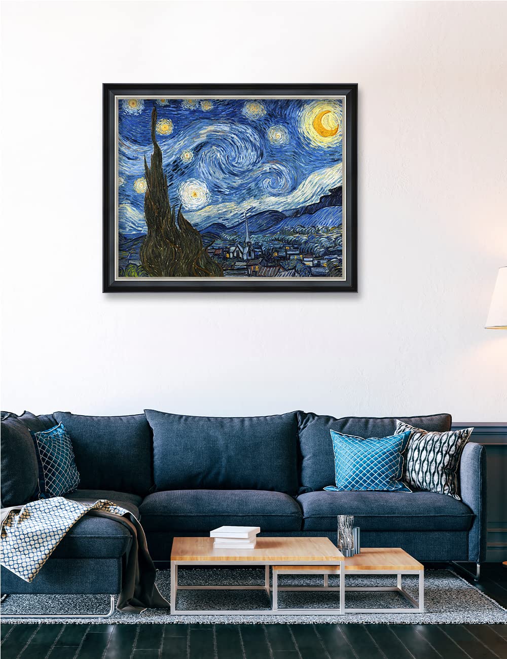 Decorarts - Starry Night, Classic Art By Vincent Van Gogh. Framed Giclee Prints With Solid Wood Frame And Silver Accents For Wal