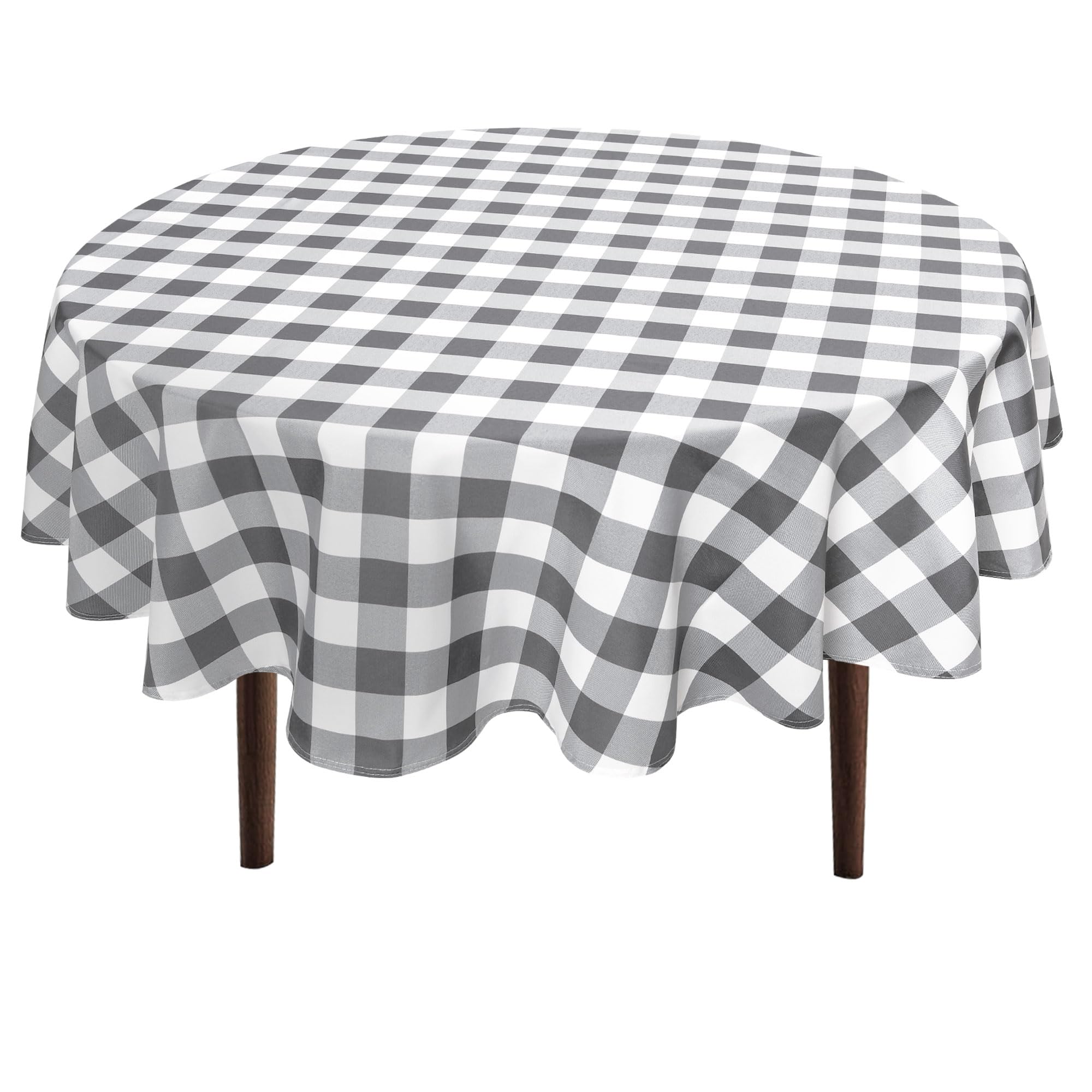 Hiasan Checkered Round Tablecloth 70 Inch - Waterproof Stain And Wrinkle Resistant Washable Fabric Table Cloth For Dining Room P