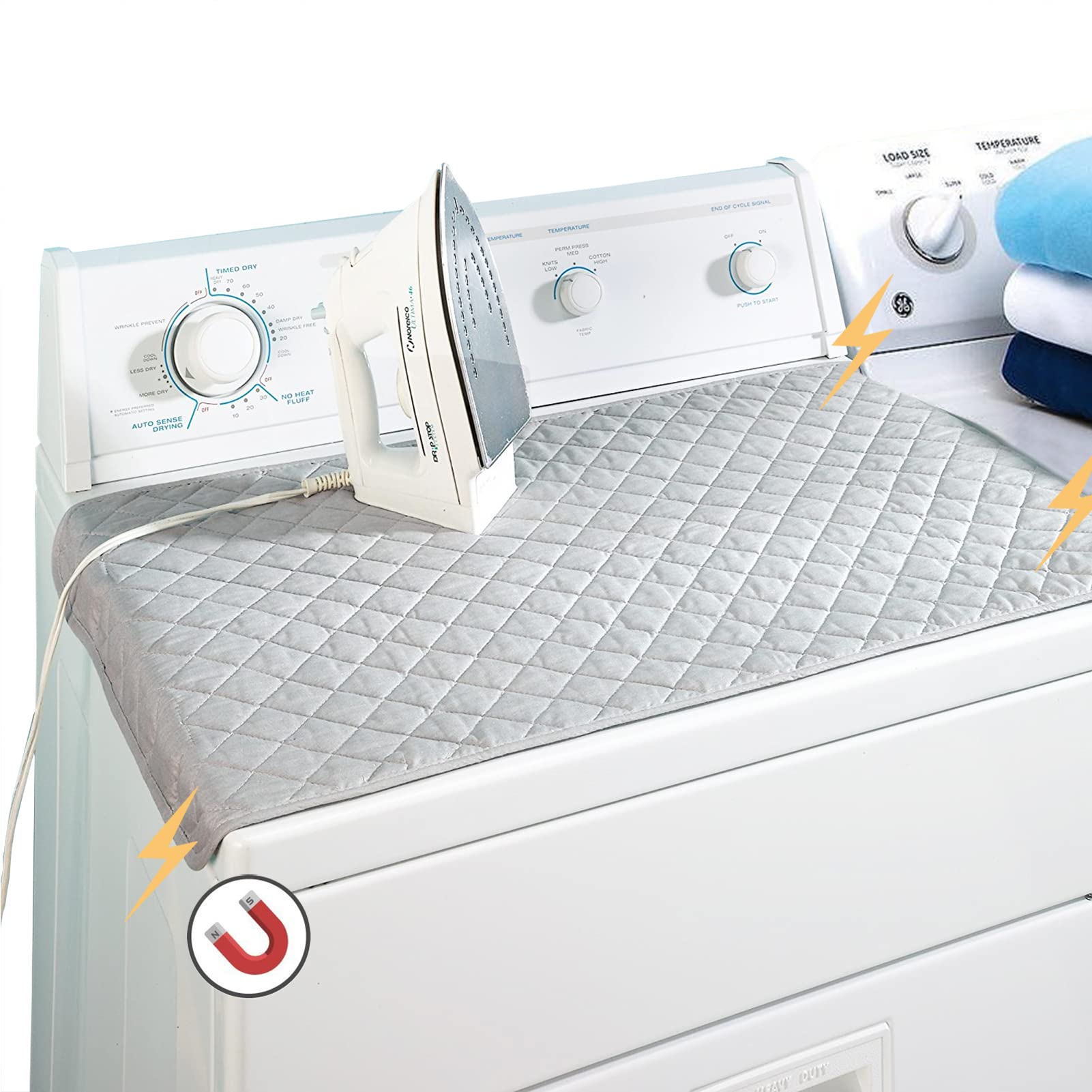 Ruibo Magnetic Ironing Mat Blanket,Iron Board Alternative Cover/Quilted Washer Dryer Heat Resistant Pad/Portable Cover/Mat Grey 