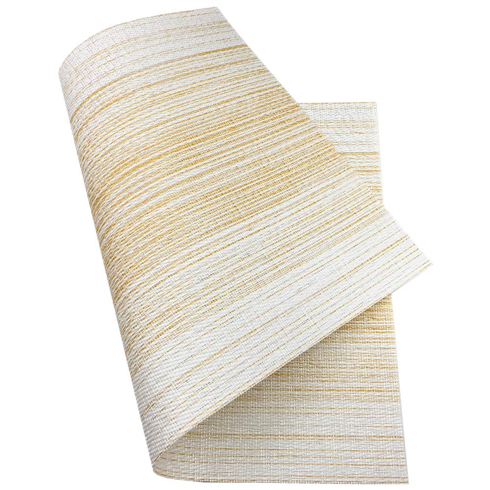 Placemat,Blending Color Durable Woven Vinyl Placemat Washable Heat-Resistant Anti-Skid Kitchen Dining Table Mats (Set Of 6, Yell