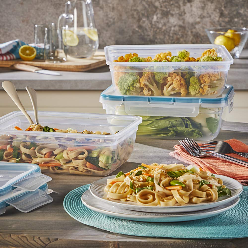 Snapware 6-Pc Plastic Food Storage Containers Set, BPA-Free, Clear, 8.5-Cup Rectangle, Microwave & Freezer Safe, Model 1140530