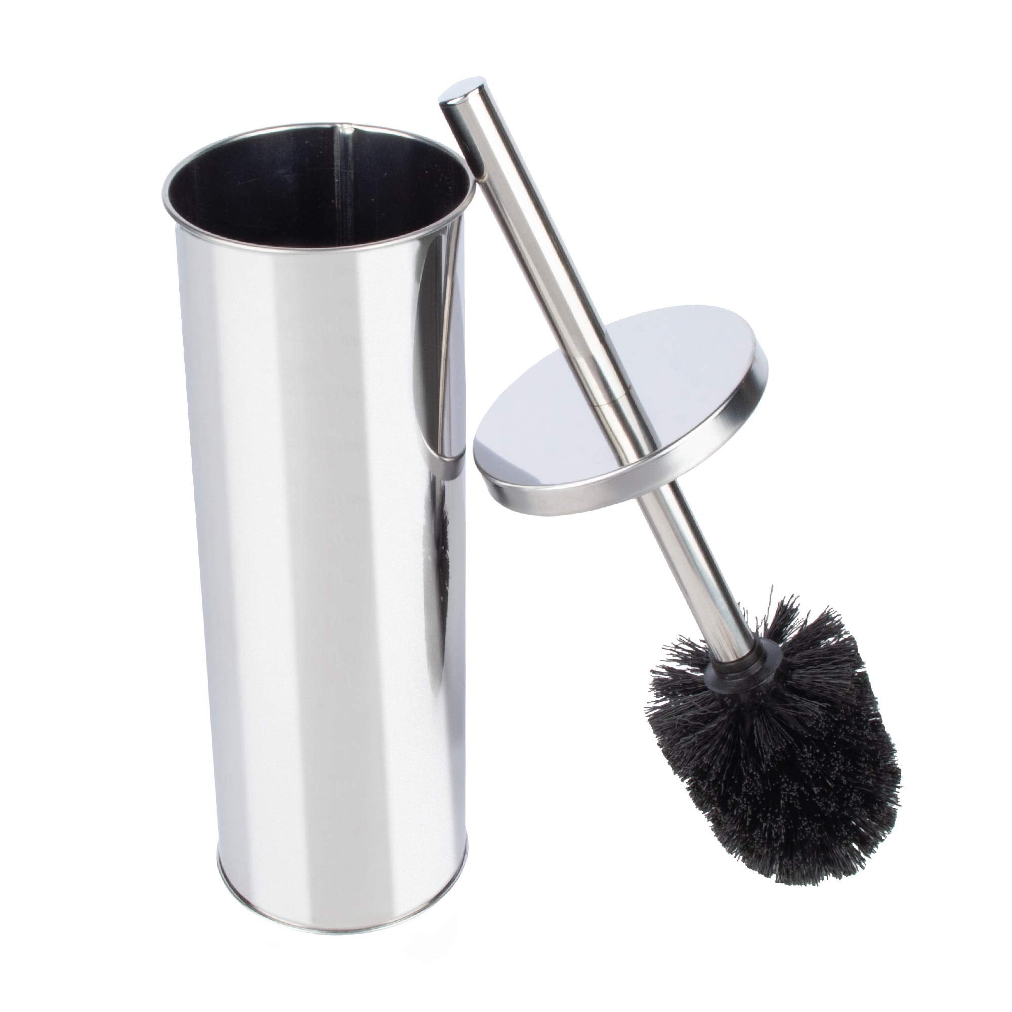 Js Jackson Supplies Sleek Toilet Brush And Holder With Metal Handle - Chrome