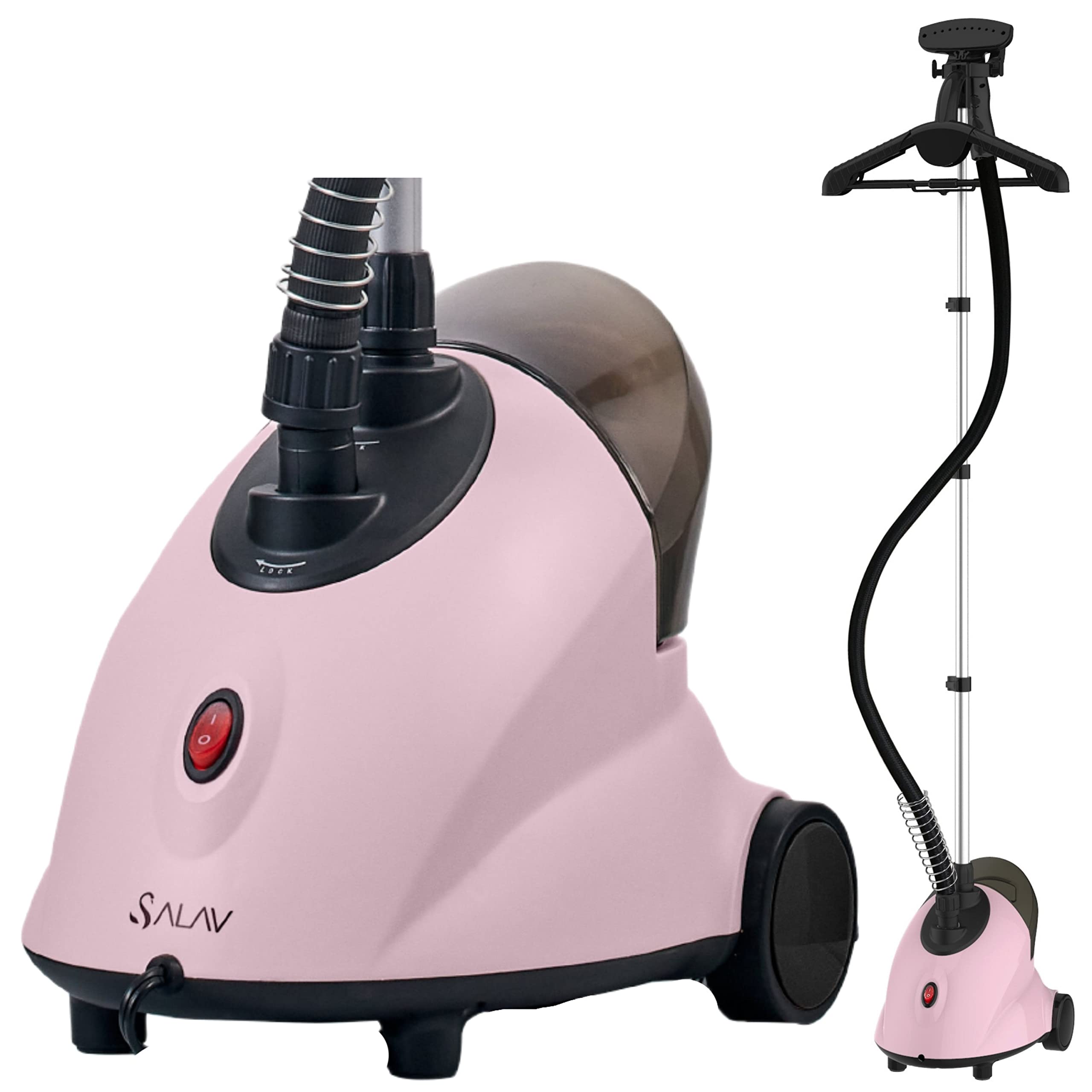 SALAV GS18DJ Standing Garment Steamer with Roll Wheels for Easy Movement, 1.8L Water Tank for 1 Hour Continuous Steaming, Adjus