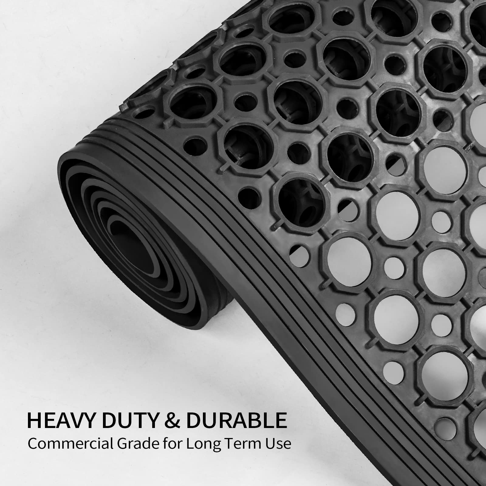 ROVSUN 2-Pack Rubber Floor Mat with Holes  36''x 60'' Anti-Fatigue/Non-Slip Drainage Mat  for Industrial Kitchen Restaurant Bar Bathroom Utility Garage Pool Entry Door Mat  Indoor/Outdoor Cushion
