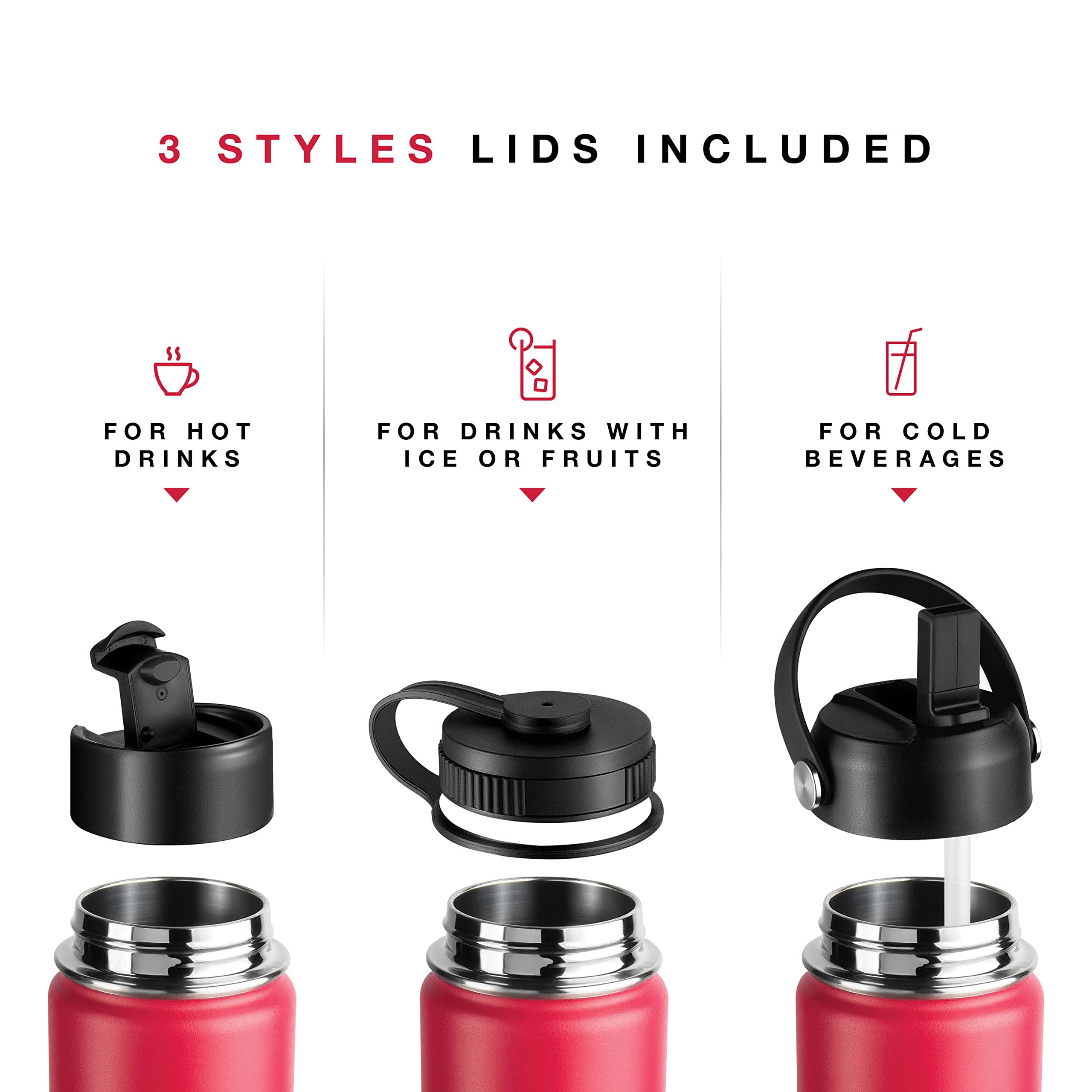 Brewberry Sports Bottle and Travel Mug for Hot and Cold Beverages  Wide Mouth  Double Wall Insulated Hydration Sports Water Bottle for Hiking  Biking  and Activities  22 OZ BPA Free