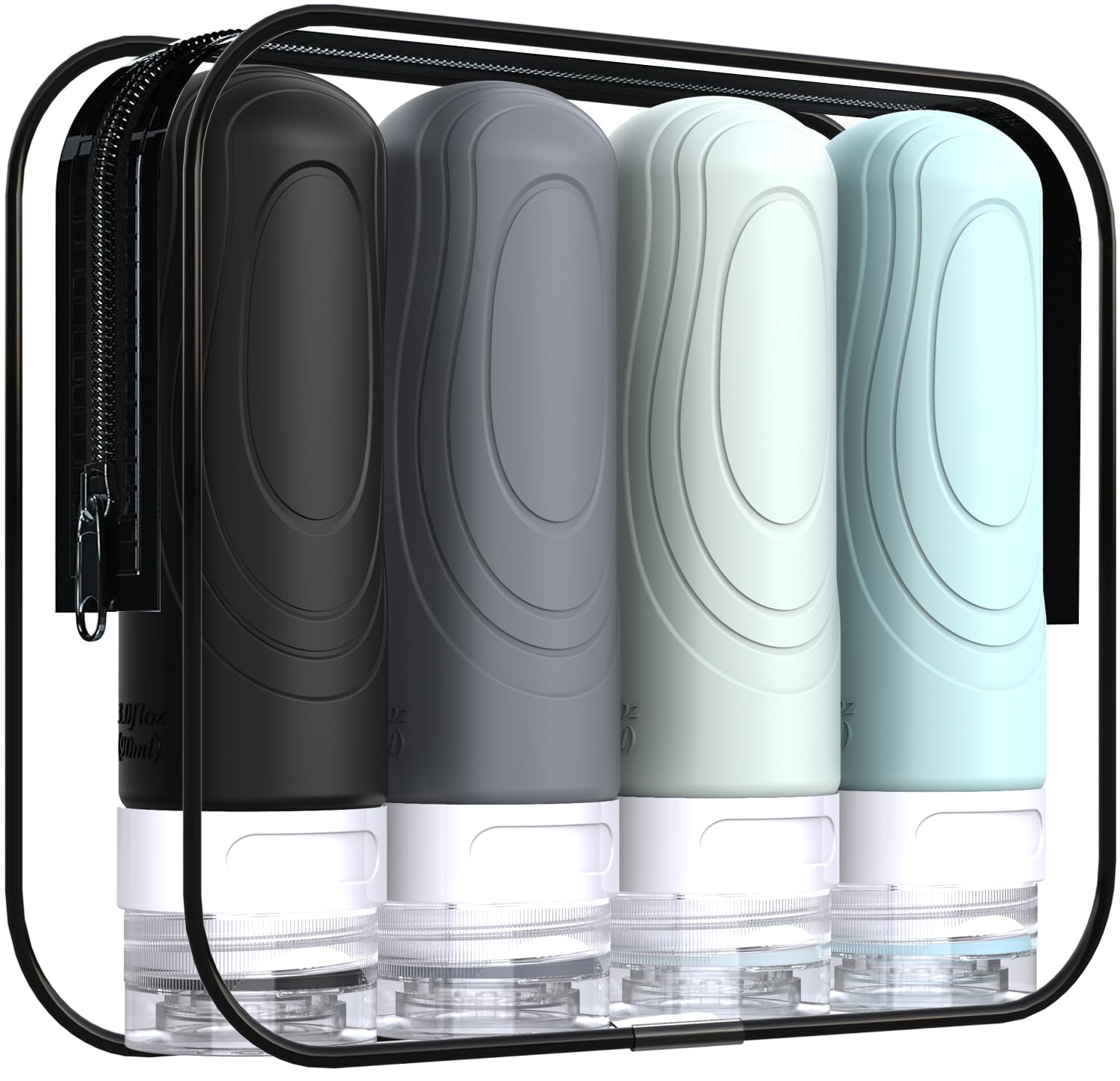 Glamfields Travel Bottles For Toiletries, Tsa Approved 3Oz Size Leak Proof Silicone Containers For Shampoo, Conditioner,Easy To