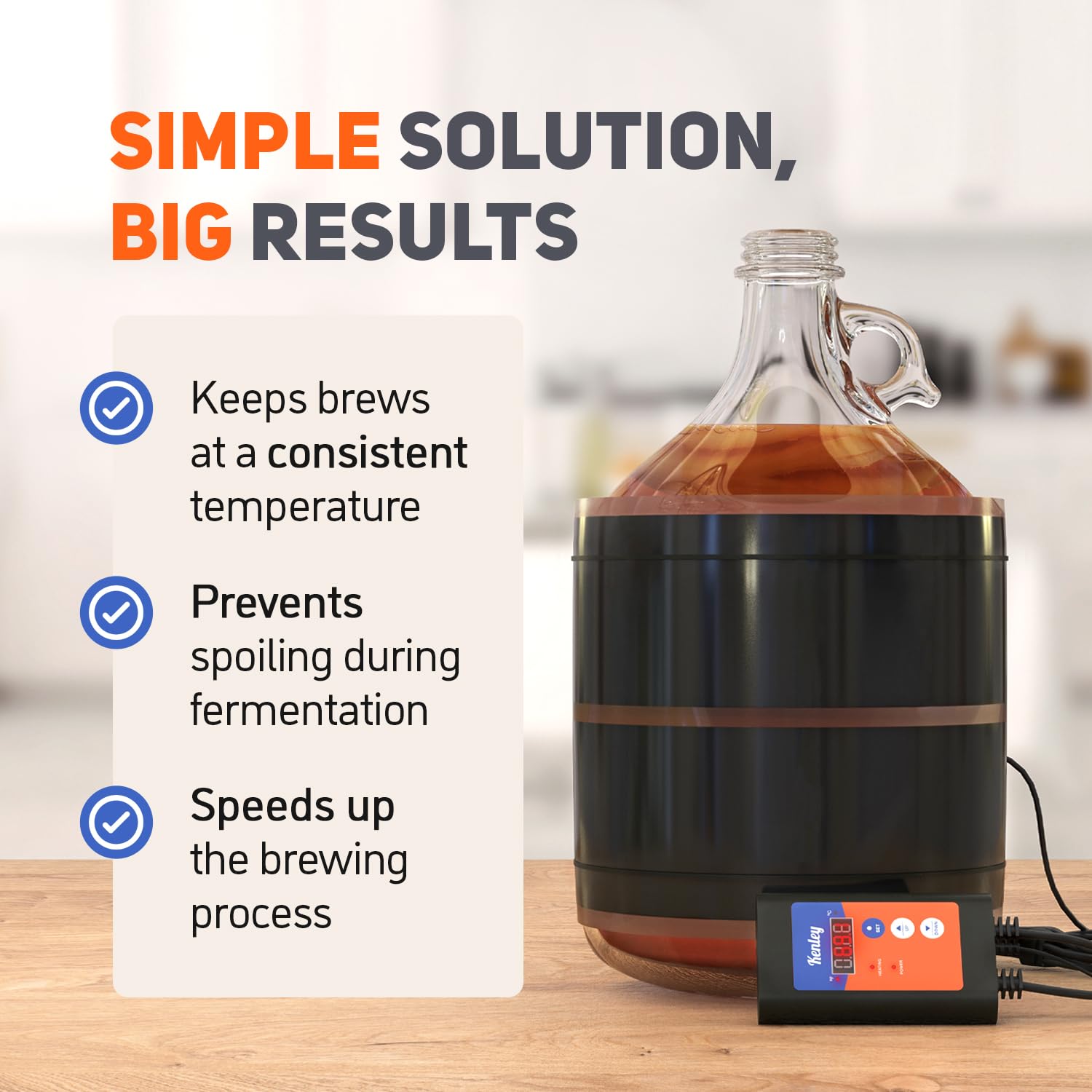 Fermentation Heater Carboy Warmer - Kombucha Heating Wrap With Thermostat For Temperature Control - Electric Heat Pad Belt For H