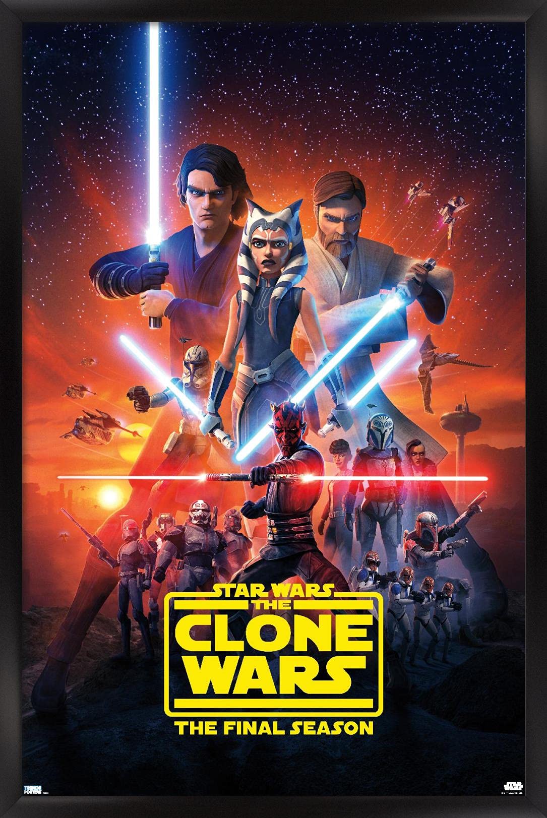 Trends International Star Wars: The Clone Wars - Season 7 Key Art Wall Poster, 22.375'' X 34'', Black Framed Version