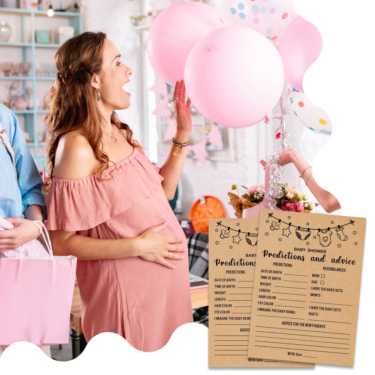 Baby Predictions And Advice Baby Shower Game, Girl Or Boy Babies New Parent Message Advice Book, Baby Shower Party Games Supplie