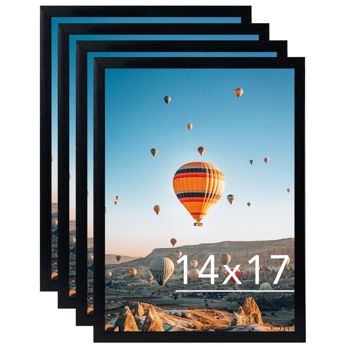 JCJMY 14x17 Picture Frame Set of 4 Black for Wall Hanging, Wall Mounti ...