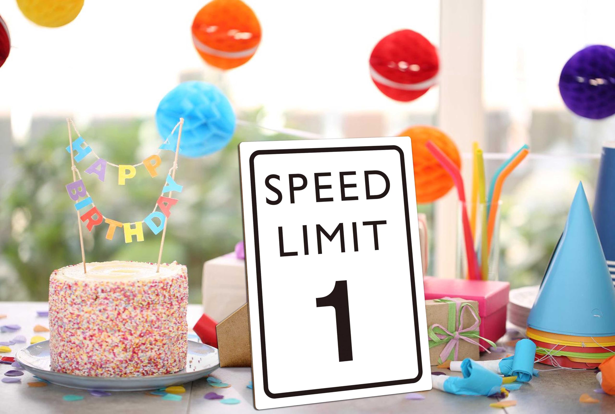 Race Car Birthday Decor, Speed Limit Sign, Fast One, Race Car Birthday Party Decorations, 8  11 Wooden Play Sign with Stand, Let